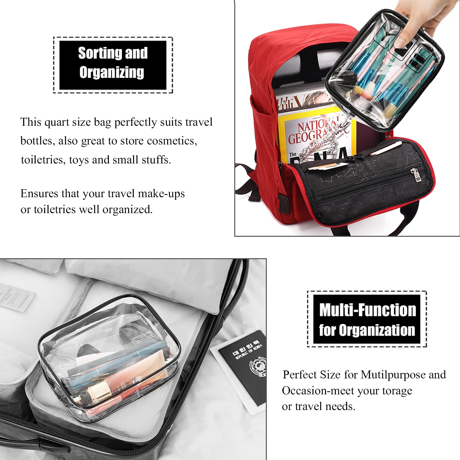 TSA Approved Toiletry Bag for Women Men and Mini Jewelry Travel Case, PU Leather Organizer Box
