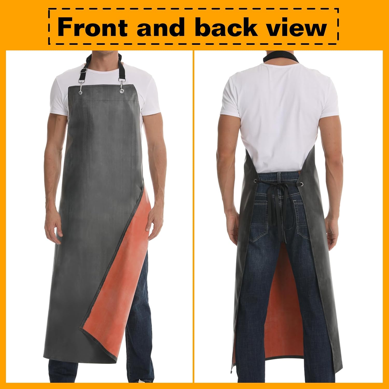 Thick Rubber Waterproof Apr, Adjustable Heavy Duty Dishwashing Apr, Work Apr For Cooking, Cleaning Fish, Gardening, Lab Work, Butcher And Dog Grooming