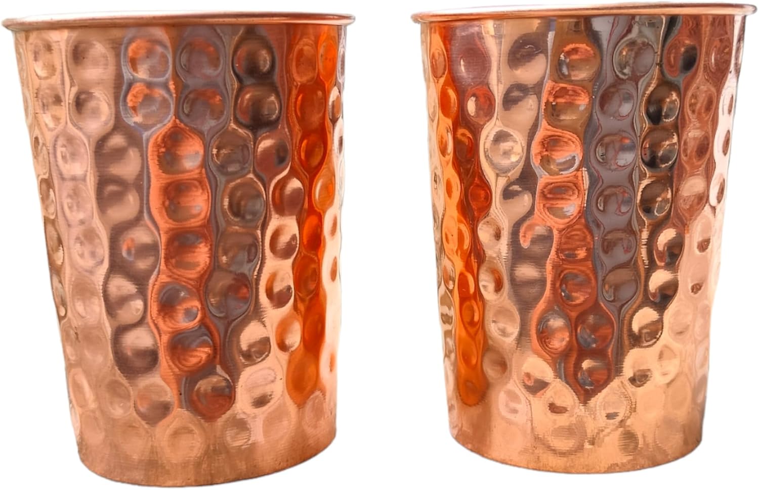 Set of 2 Hammmered Pure Copper Cups For Drinking Water Glasses Tumblers Glass for Ayurveda Health Benefits