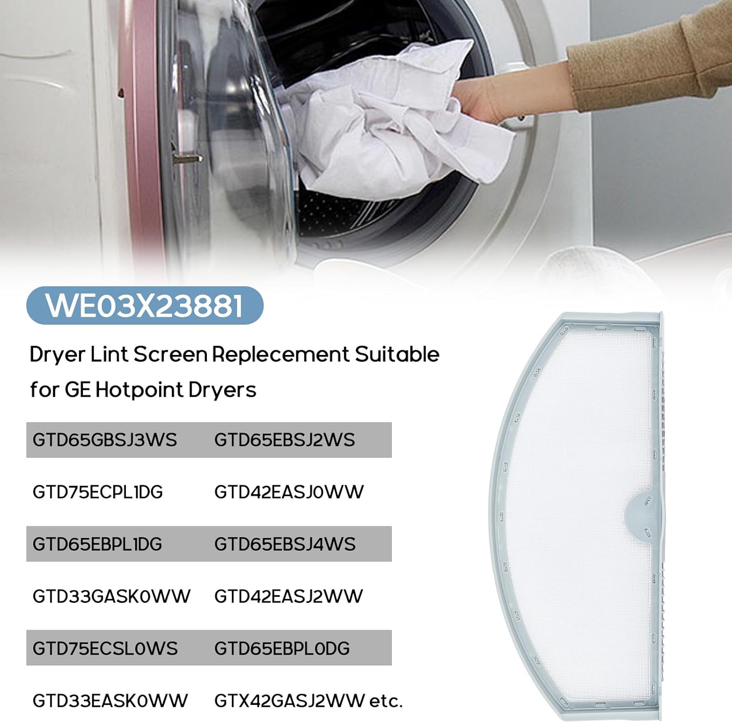 CONLI Dryer Lint Filter Kit and Dryer Lint Brush for GE Models, Screen Renewal with Flexible Vent Cleaning Tool, Stainless Steel Mesh Collector