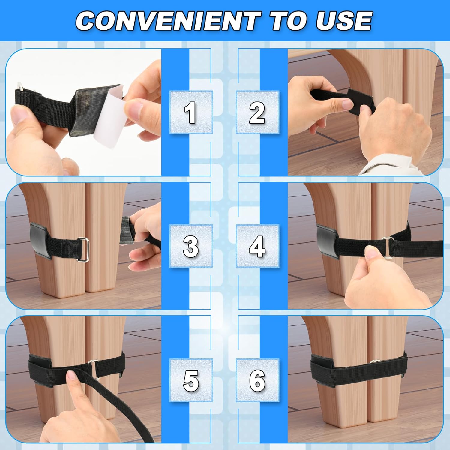 4 Pack Sectional Couch Connectors for Sliding Sofas, Non Slip Sectional Sofa Locks, Universal Sectional Couch Furniture Clips, Hook & Loop Cinch Straps with Adhesive Keep Sectional Couch Legs Together