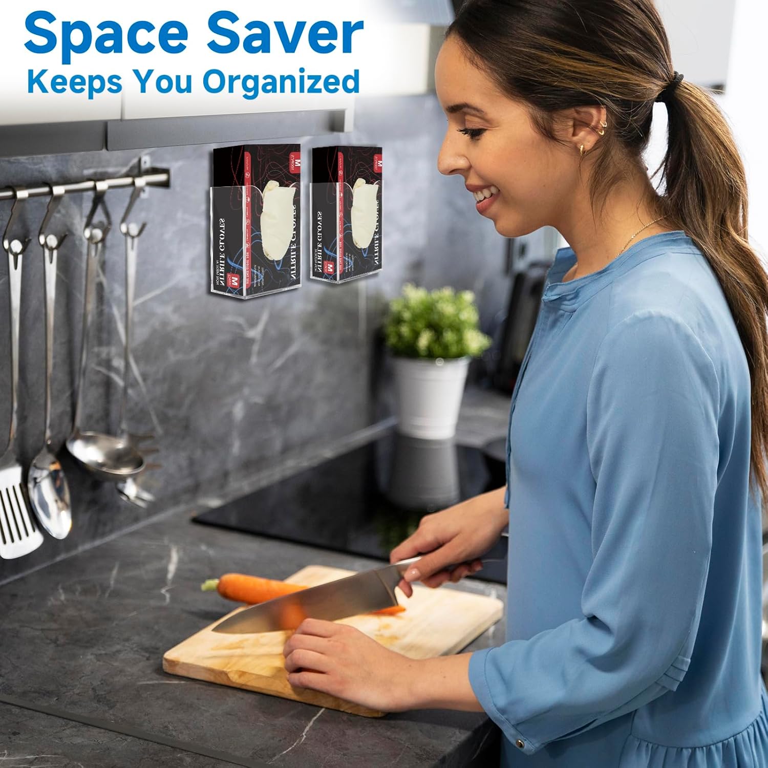 Acrylic Glove Dispenser, Wall-Mounted Glove Box Holder for Disposable Gloves Box & Tissue Box, Multipurpose Glove Box Organizer Glove Rack, Space Saving Design for Workshop Office Kitchen Garage