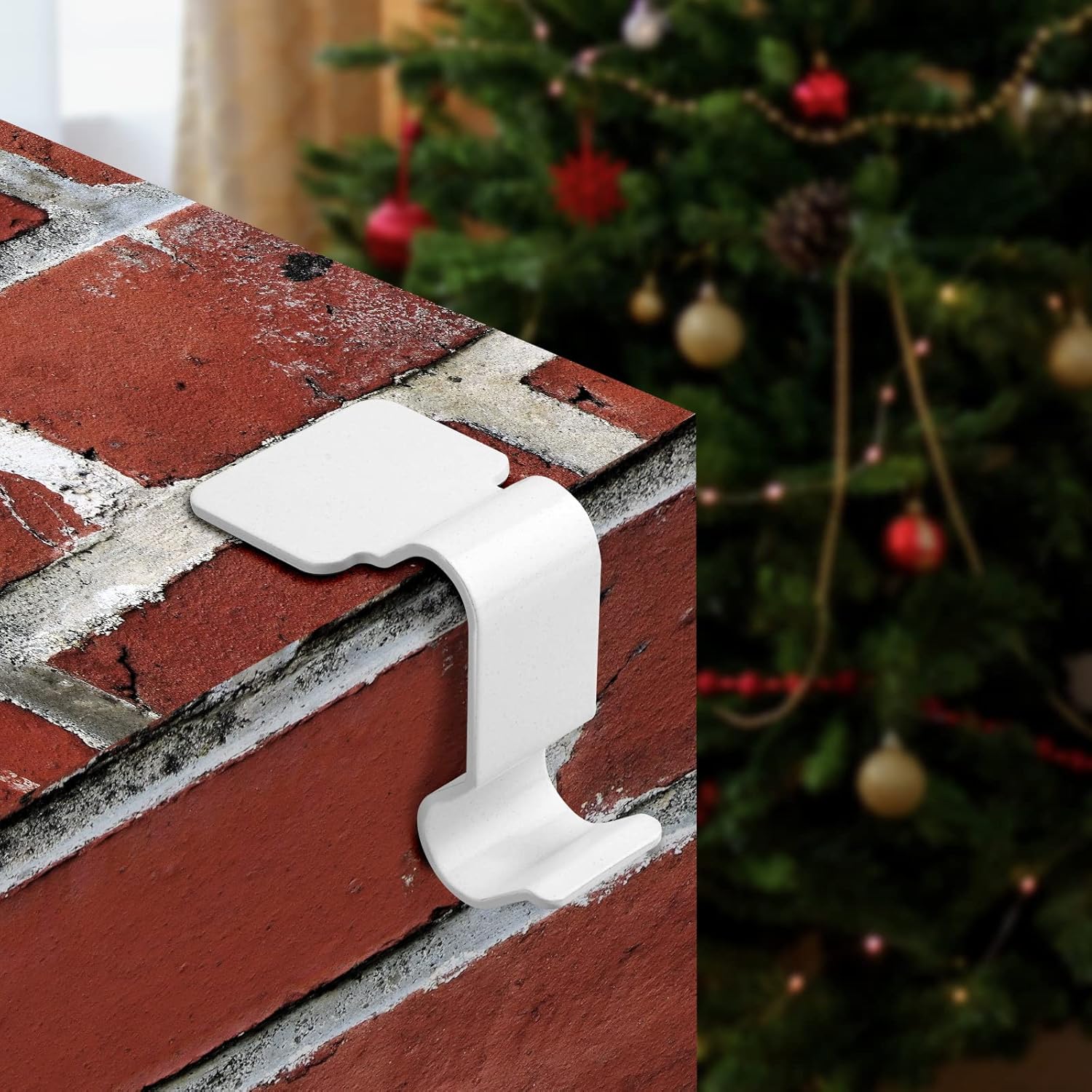 Christmas Stocking Holders for Mantel Set of 4, No-Slip Christmas Stocking Clips Stocking Hanger Hooks For Christmas Decorations, Lightweight Stocking Holders Clip For Fireplace Counter Window White