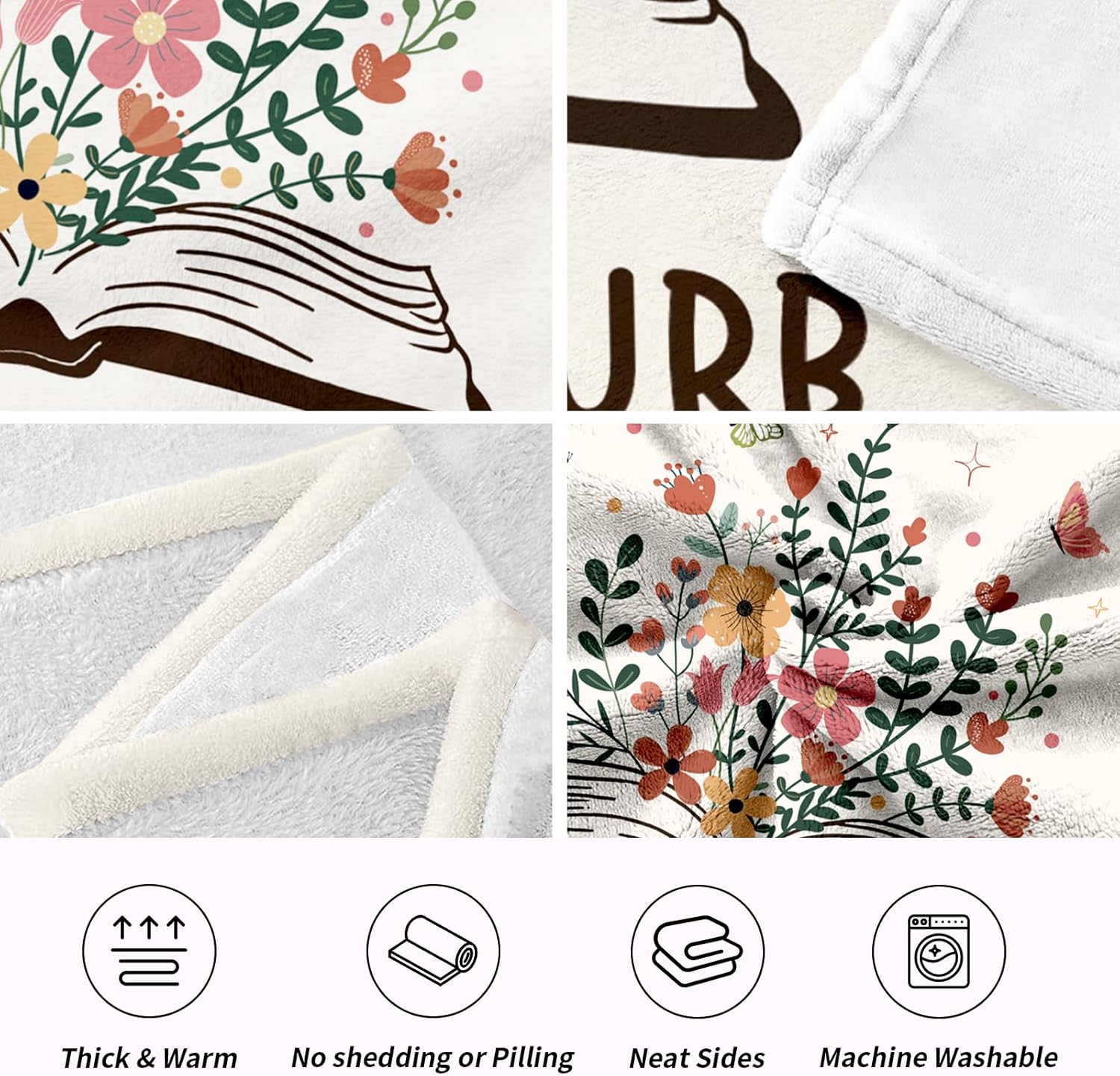 Book Lovers Gifts for Women Men, Flannel Soft Book Reading Blanket Decor, Reader Gifts for Birthday, Reading Accessories, Bookish Bookworm Gift - 50'' x 60''