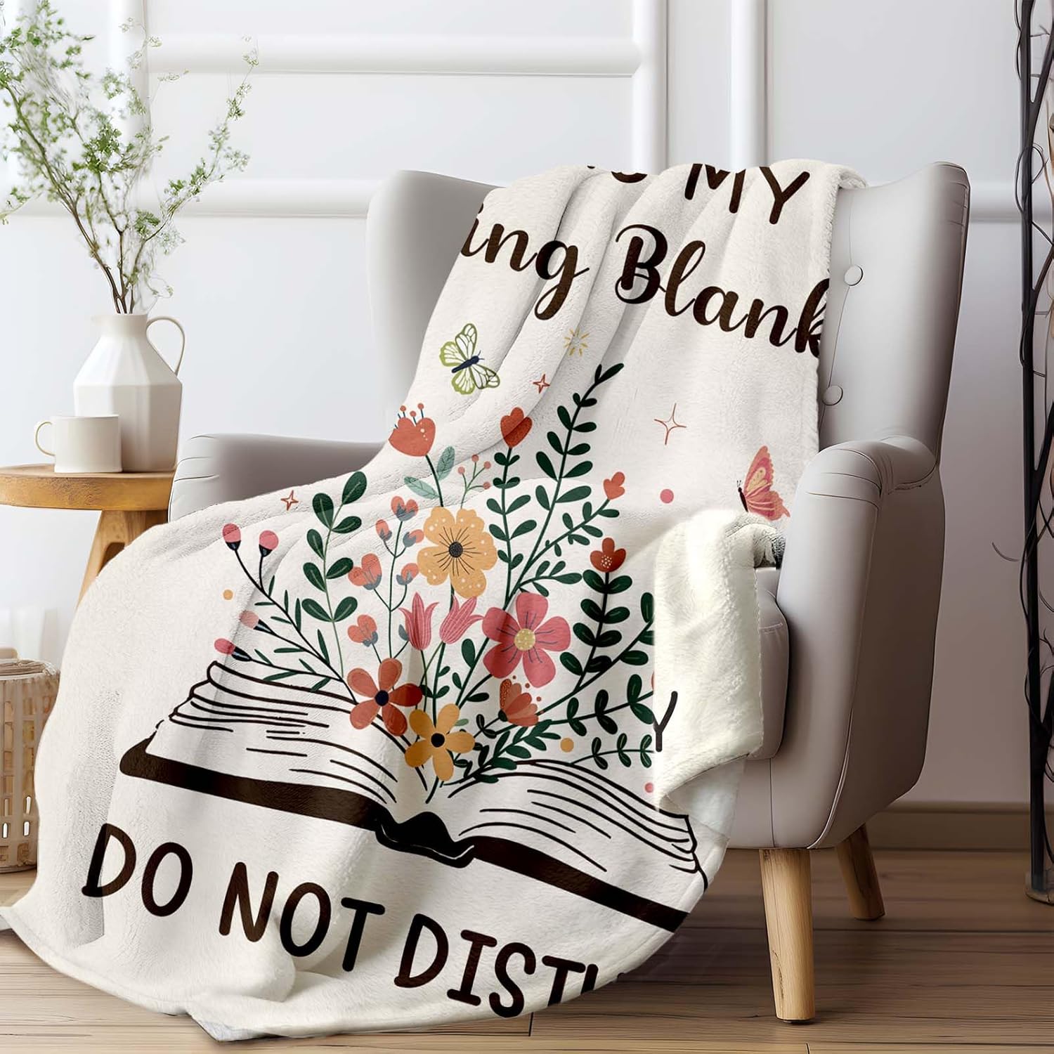 Book Lovers Gifts for Women Men, Flannel Soft Book Reading Blanket Decor, Reader Gifts for Birthday, Reading Accessories, Bookish Bookworm Gift - 50'' x 60''
