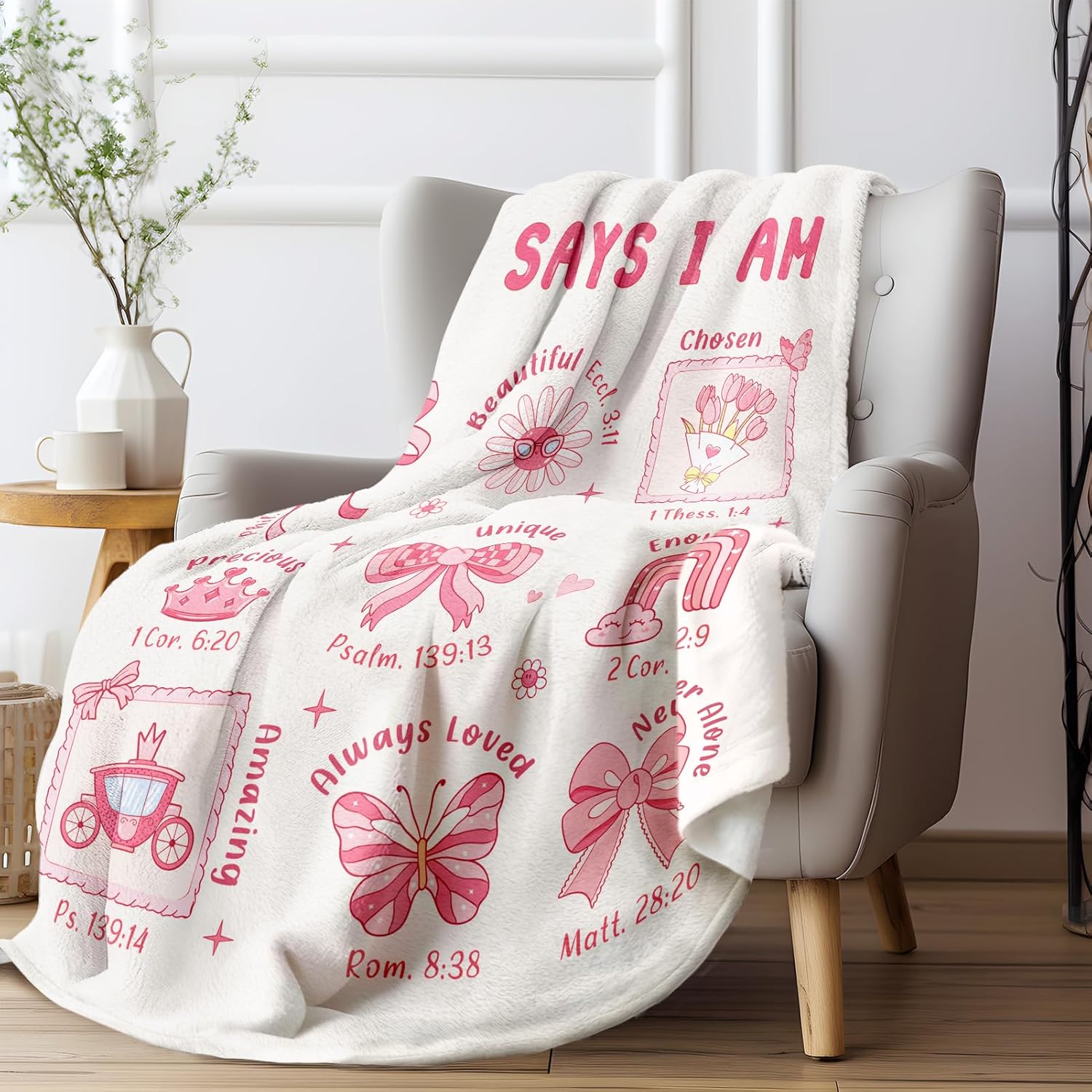 Baptism Gifts for Girl Christening, Christian Gifts for Girls, Flannel Soft Girl Blanket Decor, Christian Gift for Women on Birthday Christmas, Bible Verse Scripture Prayer Blanket