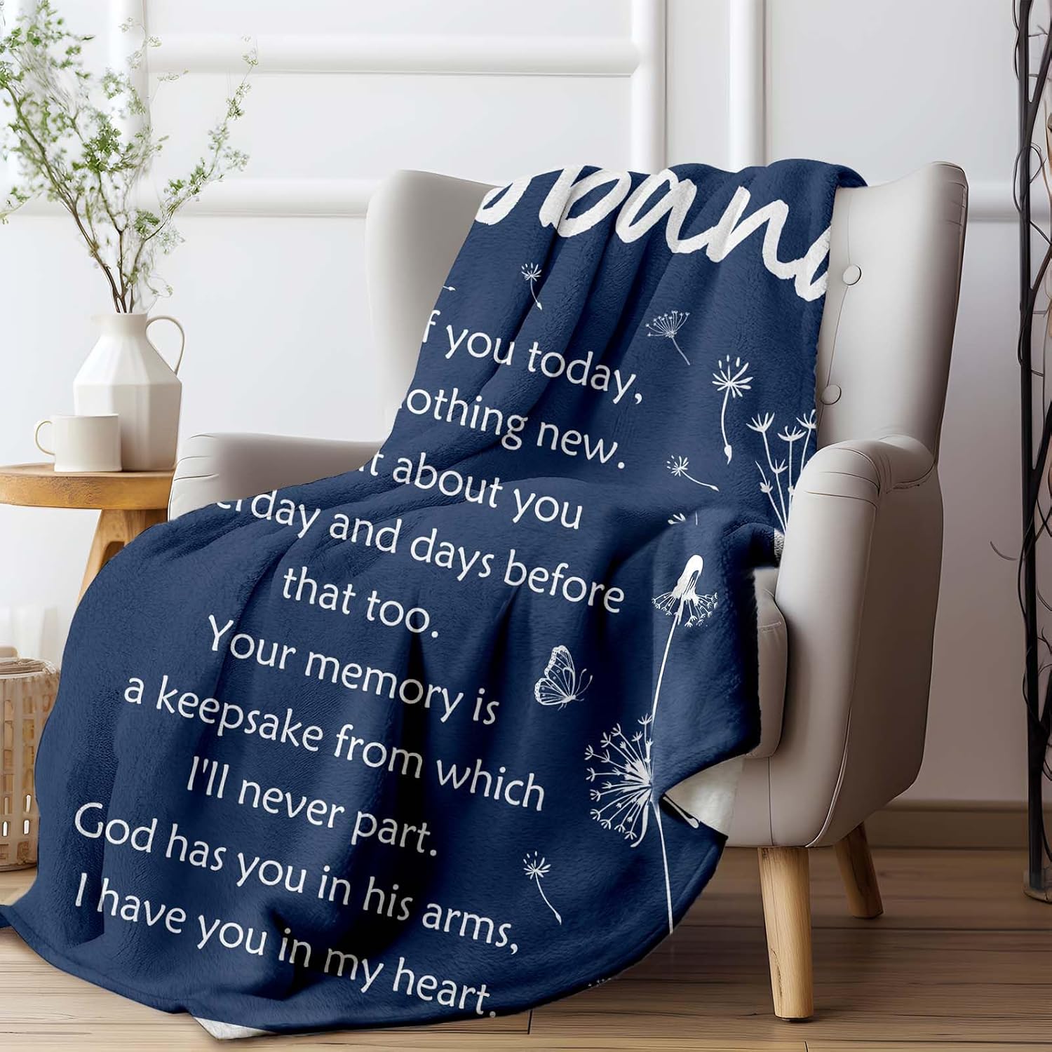 Sympathy Memorial Gifts for Loss of Husband, Soft Flannel Memorial Blanket, Remembrance Condolences Bereavement Gifts Idea in Memory of Husband, 50x60 inches