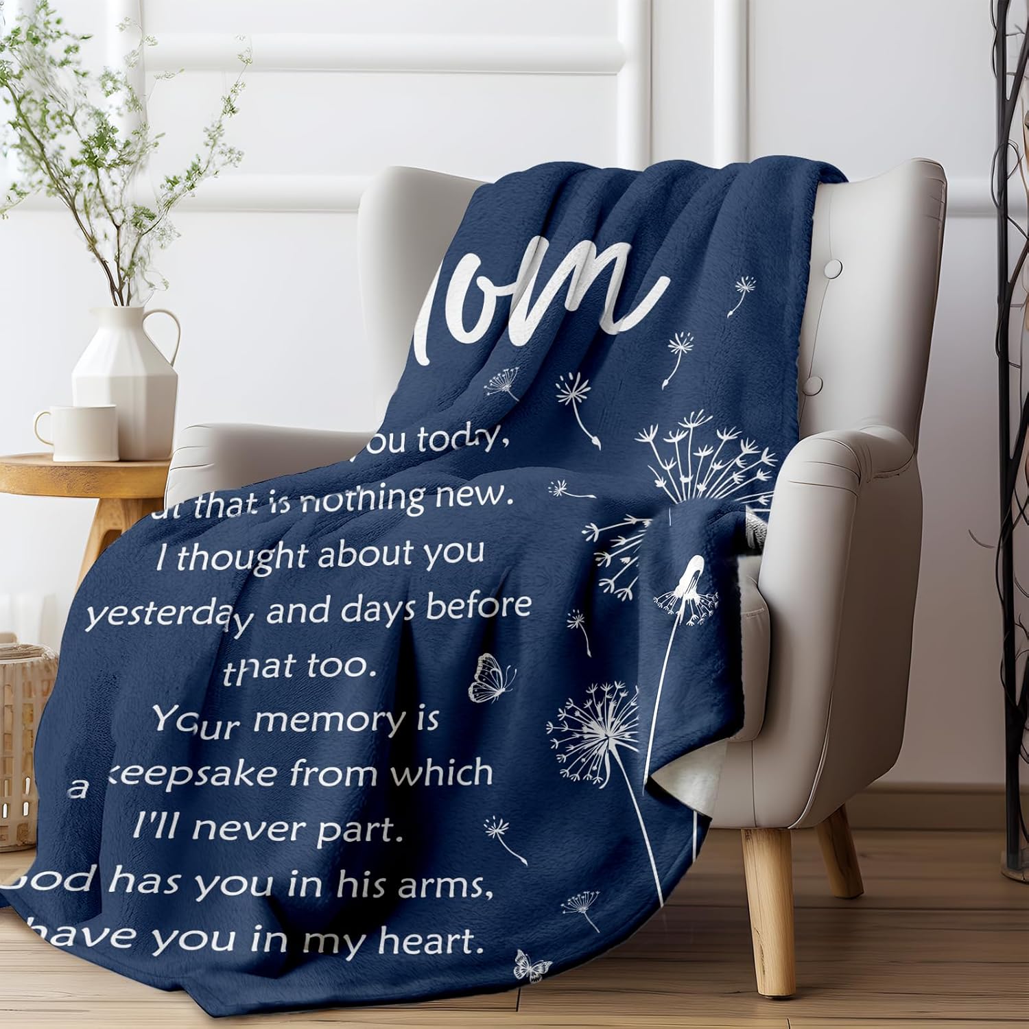 Memorial Bereavement Gifts for Loss of Mom Mother, Soft Flannel Memorial Blanket for Loss of a Mother Sympathy, Remembrance Condolences Sympathy Gifts Idea in Memory of Mom, 50x60 inches