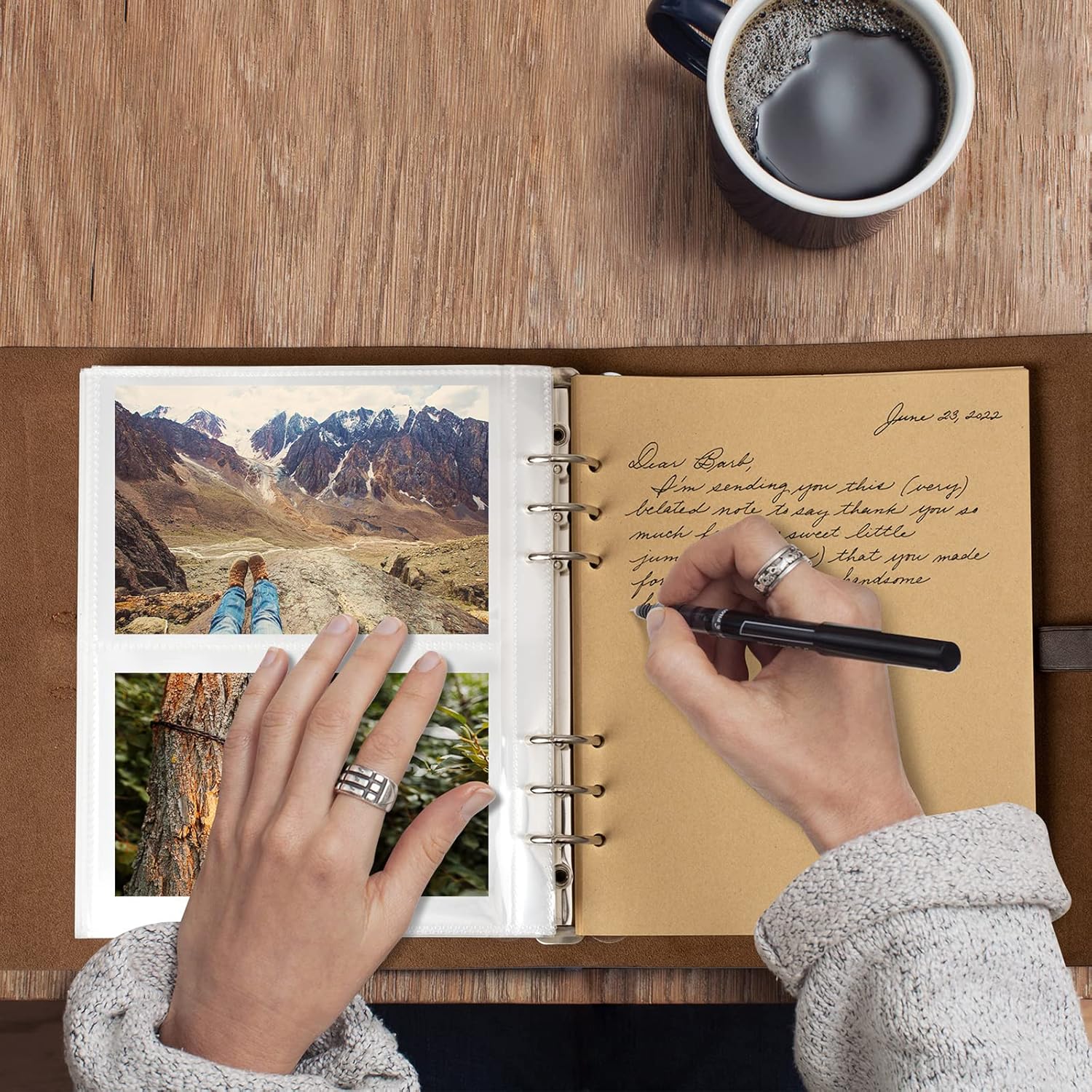 Photo Album 4x6 200 Photos, Genuine Leather Photo Albums with Writing Space with 30 Writing Paper, Travel Family Wedding Kids Graduation Ultrasound Baby Picture Album Scrapbook Photo Album Simple
