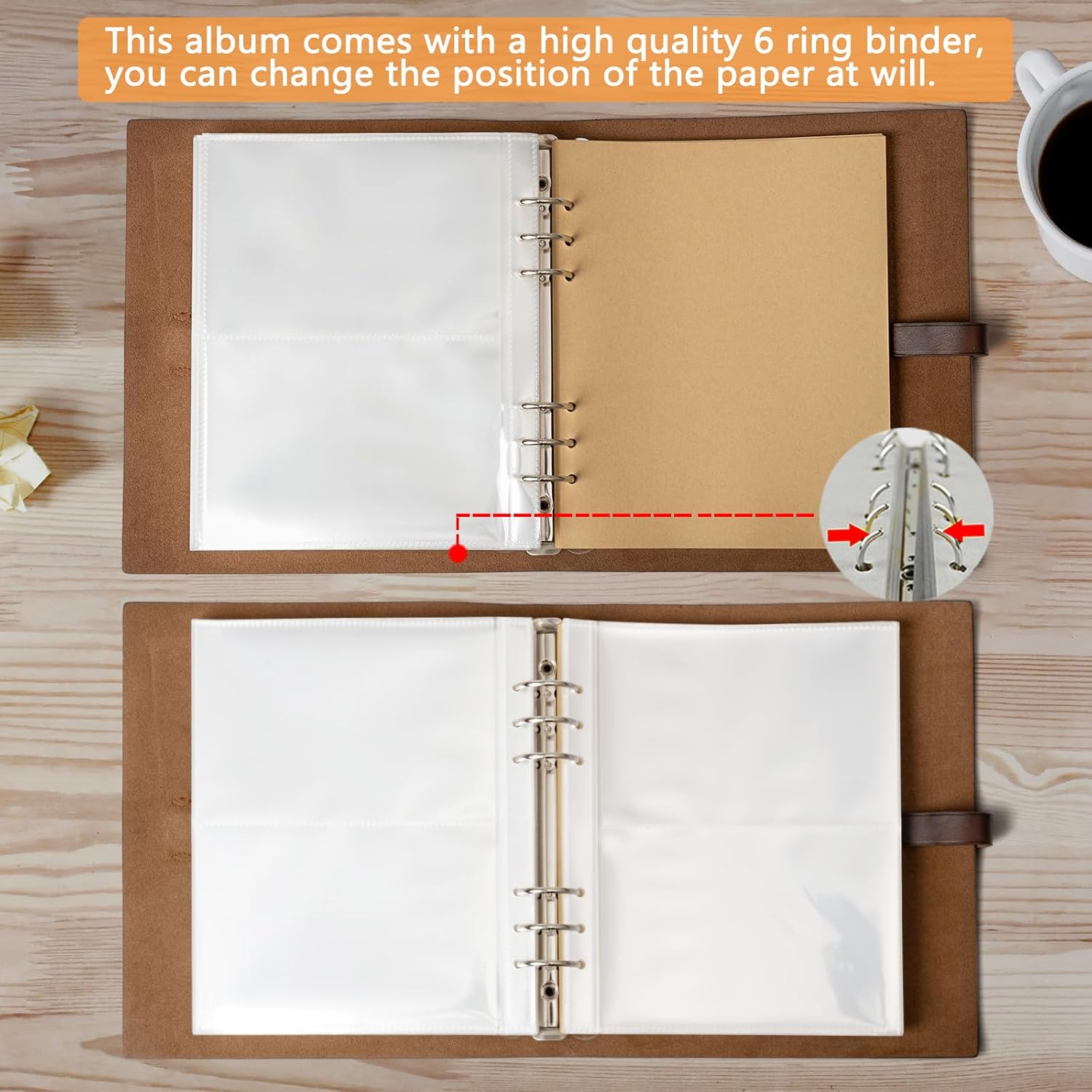 Photo Album 4x6 200 Photos, Genuine Leather Photo Albums with Writing Space with 30 Writing Paper, Travel Family Wedding Kids Graduation Ultrasound Baby Picture Album Scrapbook Photo Album Simple