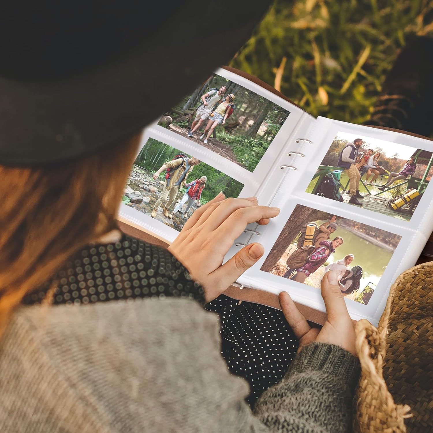 Photo Album 4x6 200 Photos, Genuine Leather Photo Albums with Writing Space with 30 Writing Paper, Travel Family Wedding Kids Graduation Ultrasound Baby Picture Album Scrapbook Photo Album Simple