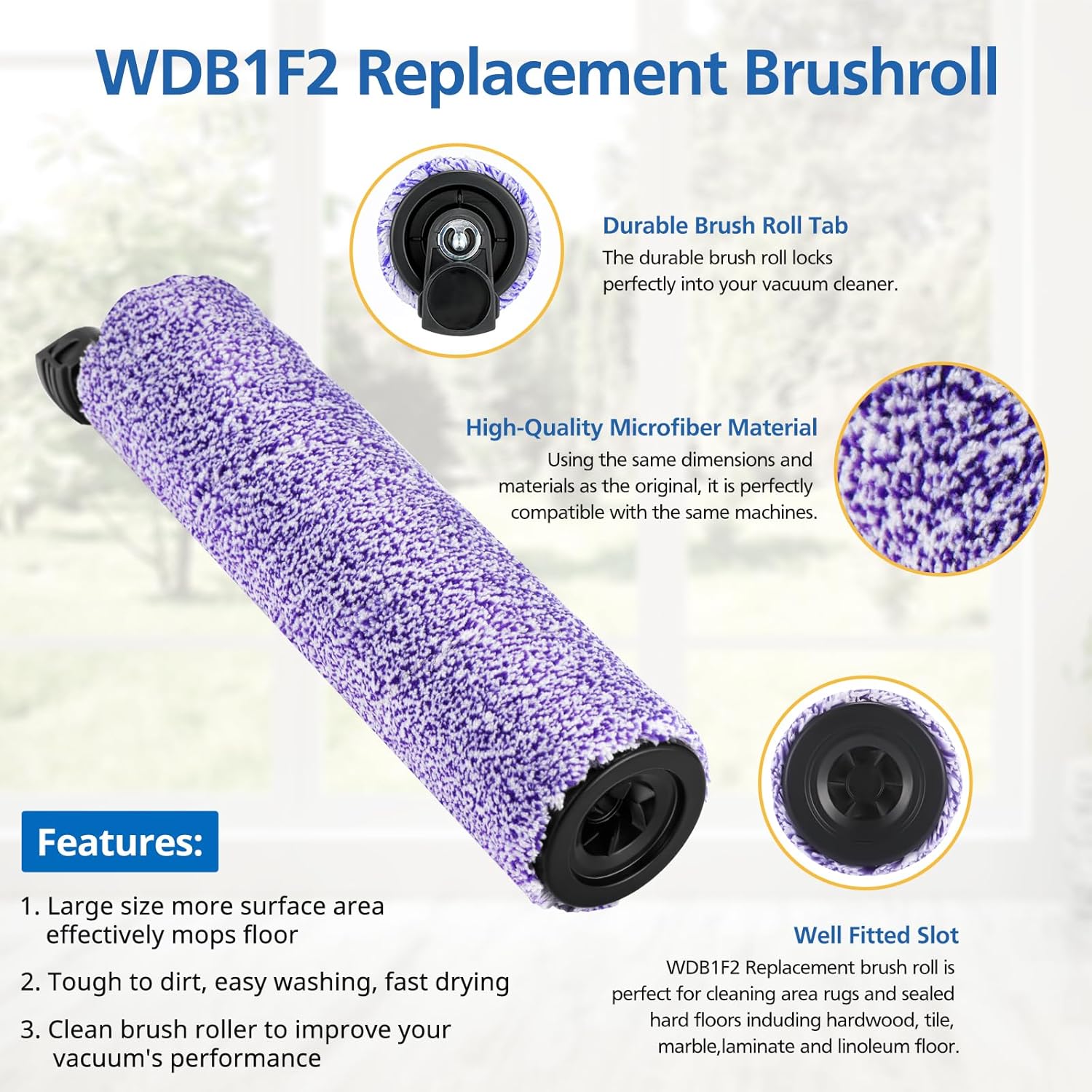 WDB1F2 Replacement Brushroll & Filter Bundle Compatible with Shark Hydrovac WD101 WD201 WD100 WD200 AW201 WD200C WD201C WD101C HydroVac XL 3-in-1 Vacuum Cleaner,Compare Parts WDB1, WDB2, WDFF1, WDFF2