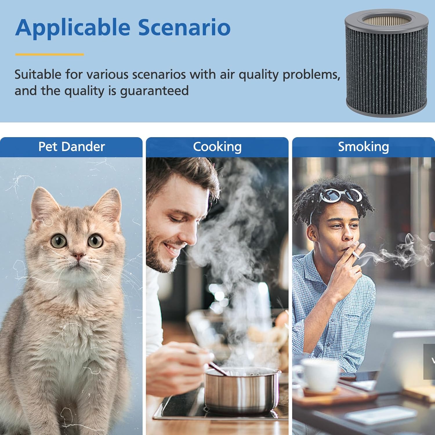 Air Mini HEPA Replacement Filters Compatible with Molekule Tri-Power Air Mini & Molekule Air Mini+ Air Purifiers, 3 in 1 High-Efficiency Filtration System with Activated Carbon, 1 Pack