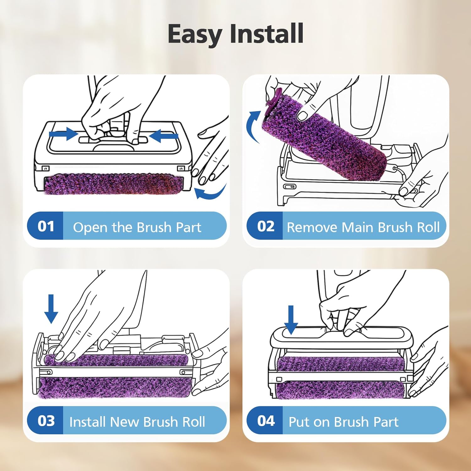 SD201 Brush Roller Shark Mop: Compatible with Shark Steam Pickup 3-in-1 Steam Mop SD200 SD201C SD201Q SD205 Models - Roll Brush 1 Cleaning Tool Replacement Parts Accessories Kit for Months 3 Pack