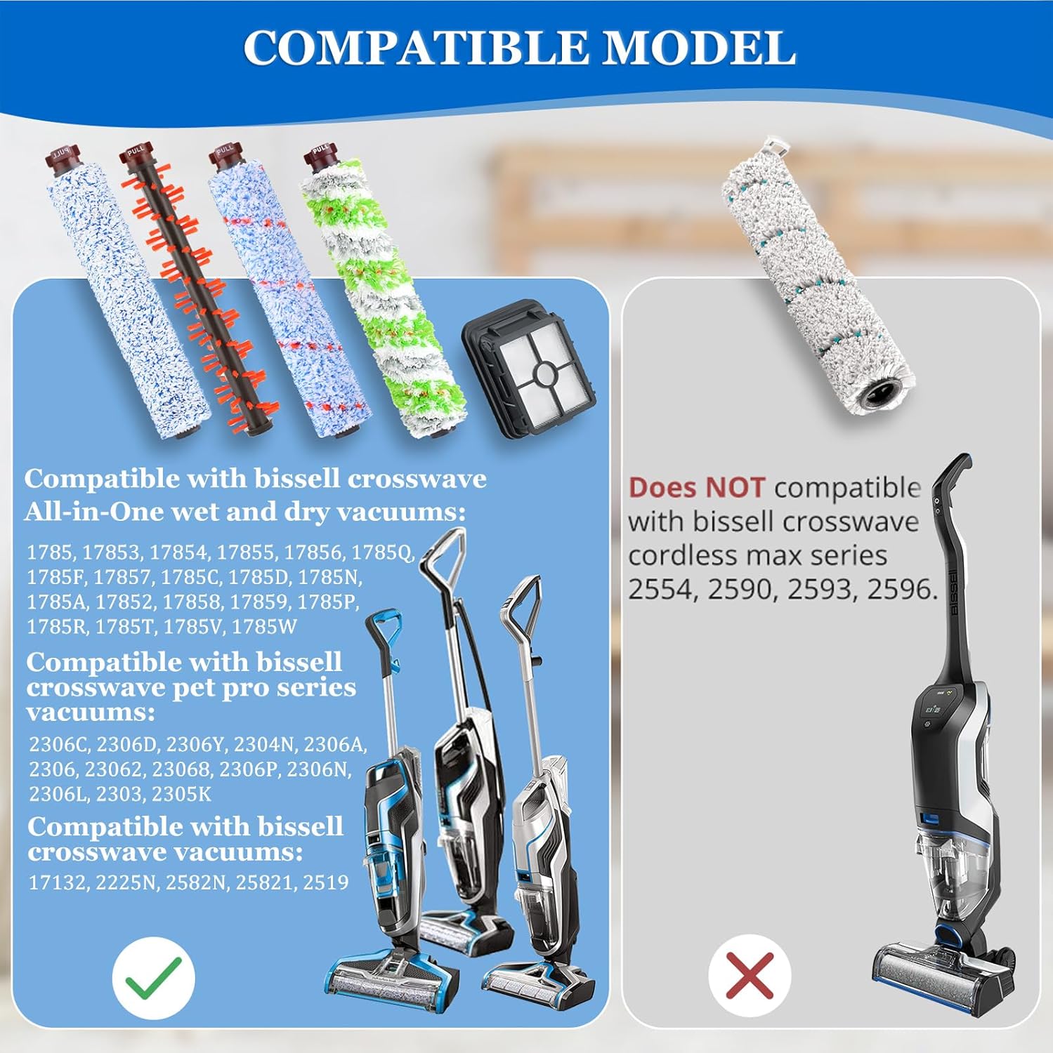 Filter Brush Replacement Compatible with Bissell CrossWave