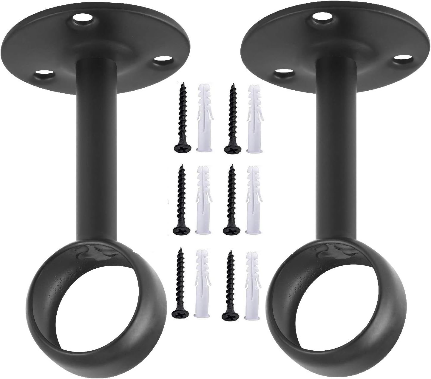 Curtain Rod Ceiling-Mount Bracket Curtain Rod Brackets Curtain Rod Holders 8 PCS, Black