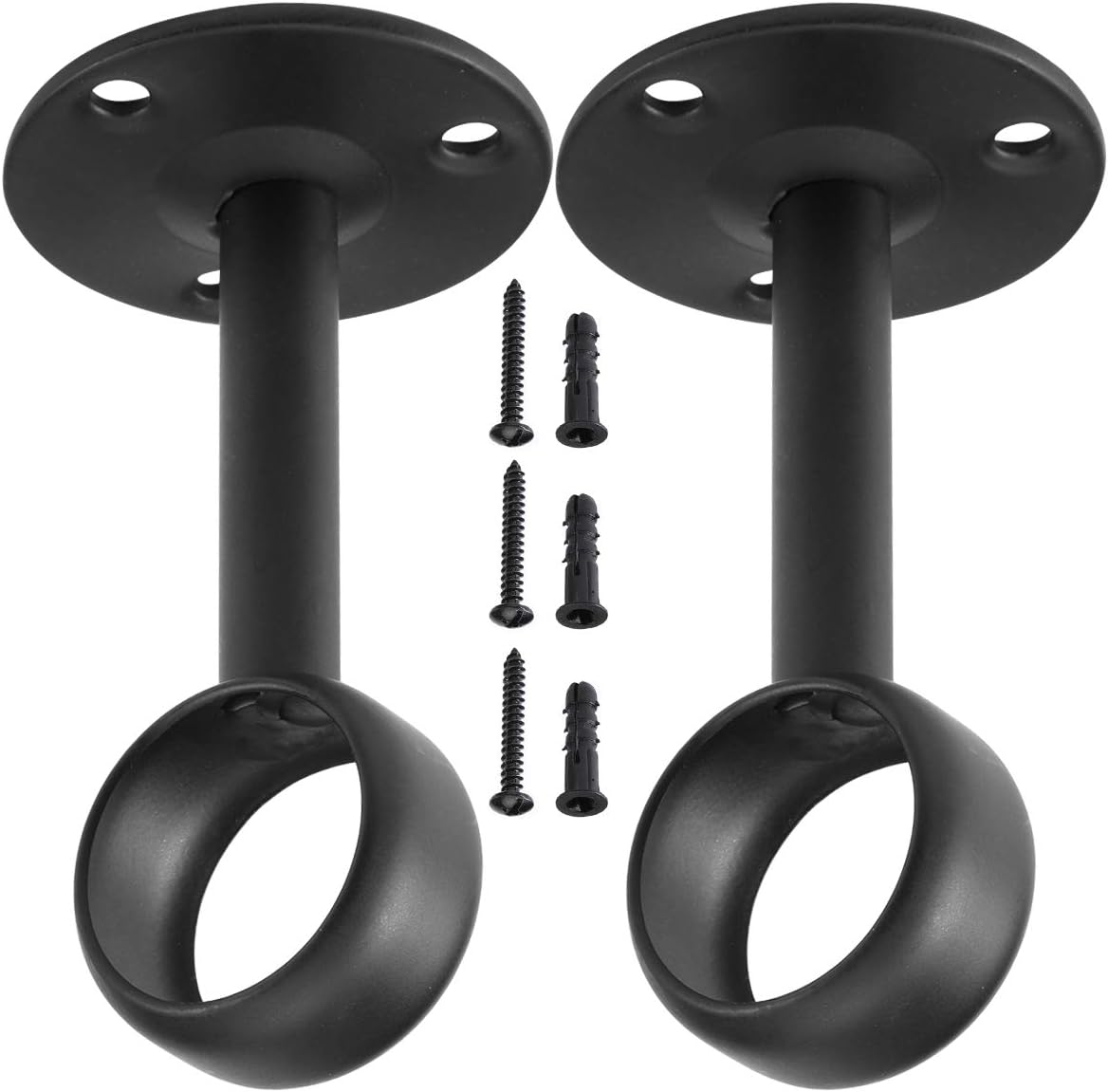 Ceiling-Mount Curtain Bracket Holders for 1 1/4-Inch Rod 8 PCS, Black