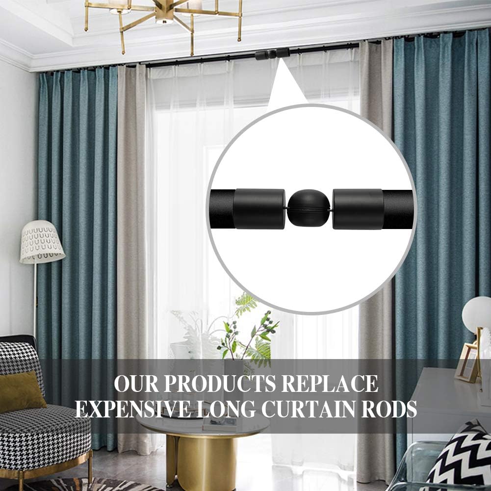 Adjustable 1 Inch Curtain Rod Brackets, Black Iron Wall Mounts, 2 Pack