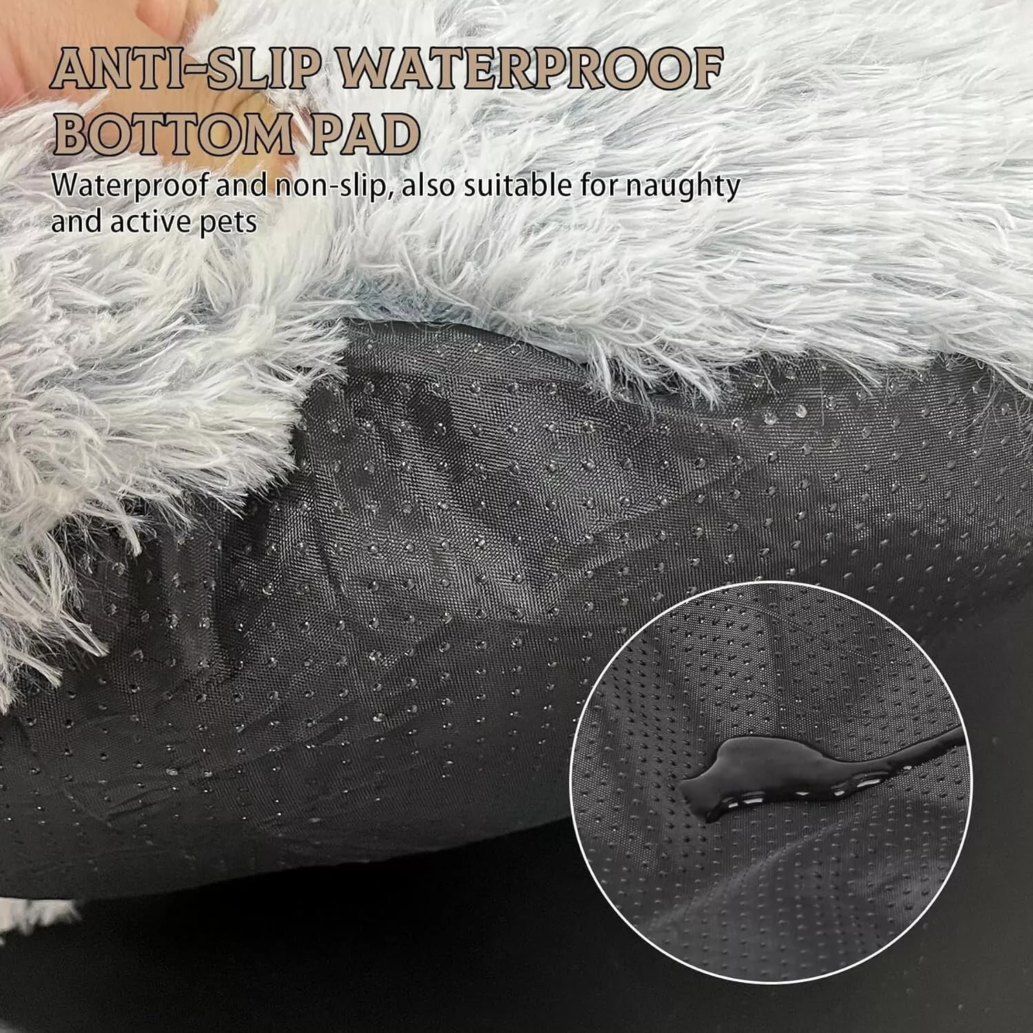Cat Bed Round Fluffy Hooded Cat Bed Cave, Anti-Anxiety Cave Bed with Hooded Blanket, Cozy Cuddler Luxury Puppy Pet Bed, Anti-Slip Bottom and Machine Washable Grey, Medium