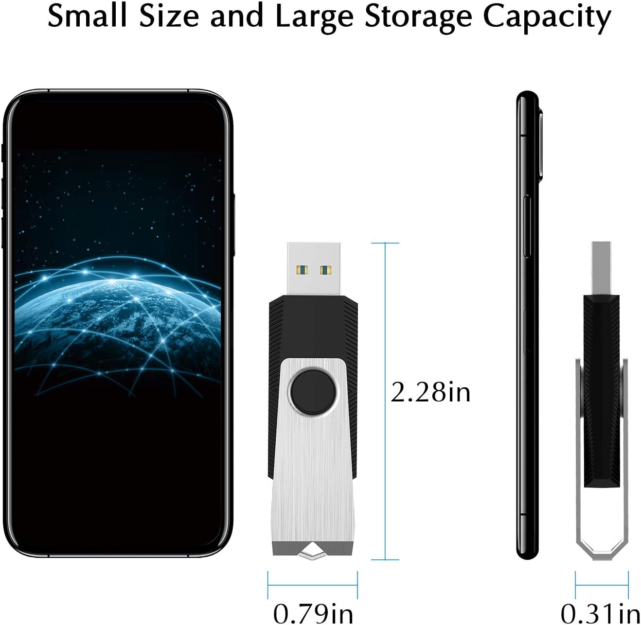 16GB 3 Pack USB Flash Drive 16GB USB Stick Bulk USB Drive 2.0 USB Key USB Thumb Drive Flash Drives 16gb Memory Stick for Computer Black,3 pcs