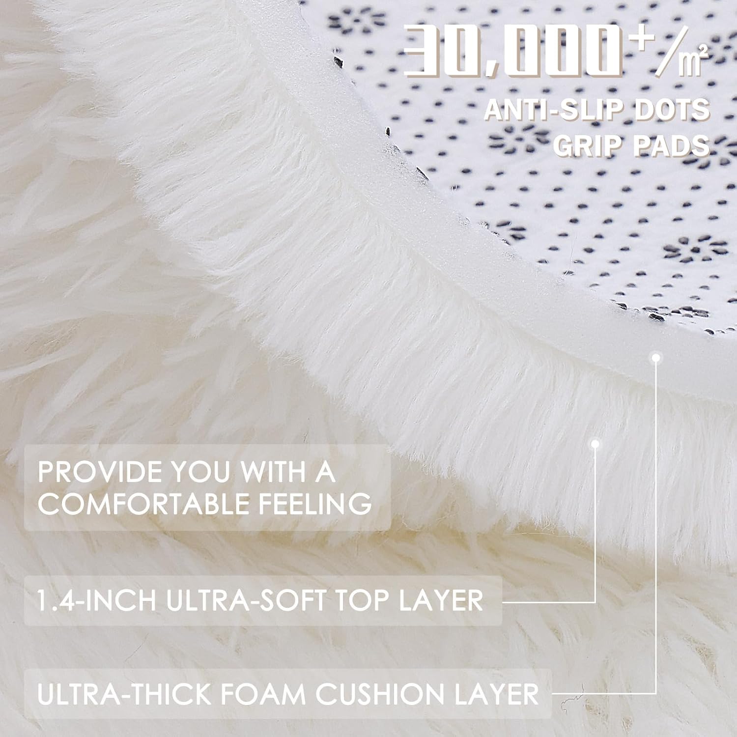 Cream White Round Rugs for Bedroom, 4 Ft Machine Washable Circle Area Rugs for Living Room, Non-Slip Fluffy Carpet for Teen Girls and Boys, Dorms, Nursery Rooms, Home Decor Aesthetic