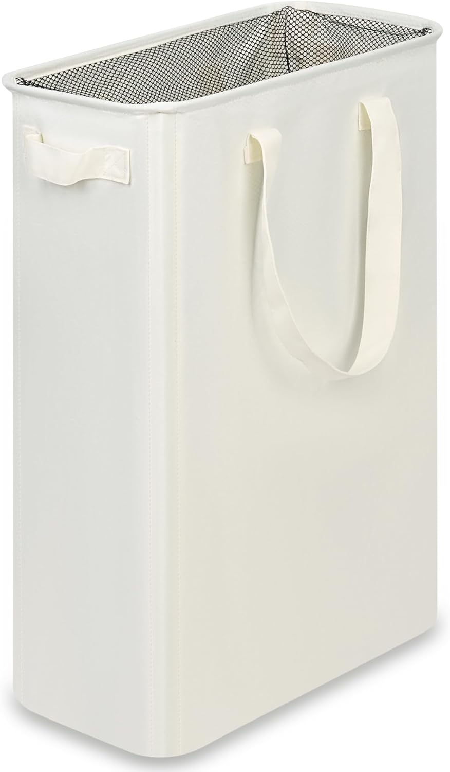 Slim Laundry Hamper with Handles, Collapsible Small Hamper for Laundry, Dirty Clothes Basket for Bedroom, Dorm and Laundry Room, 48L 12.7 Gallon Beige