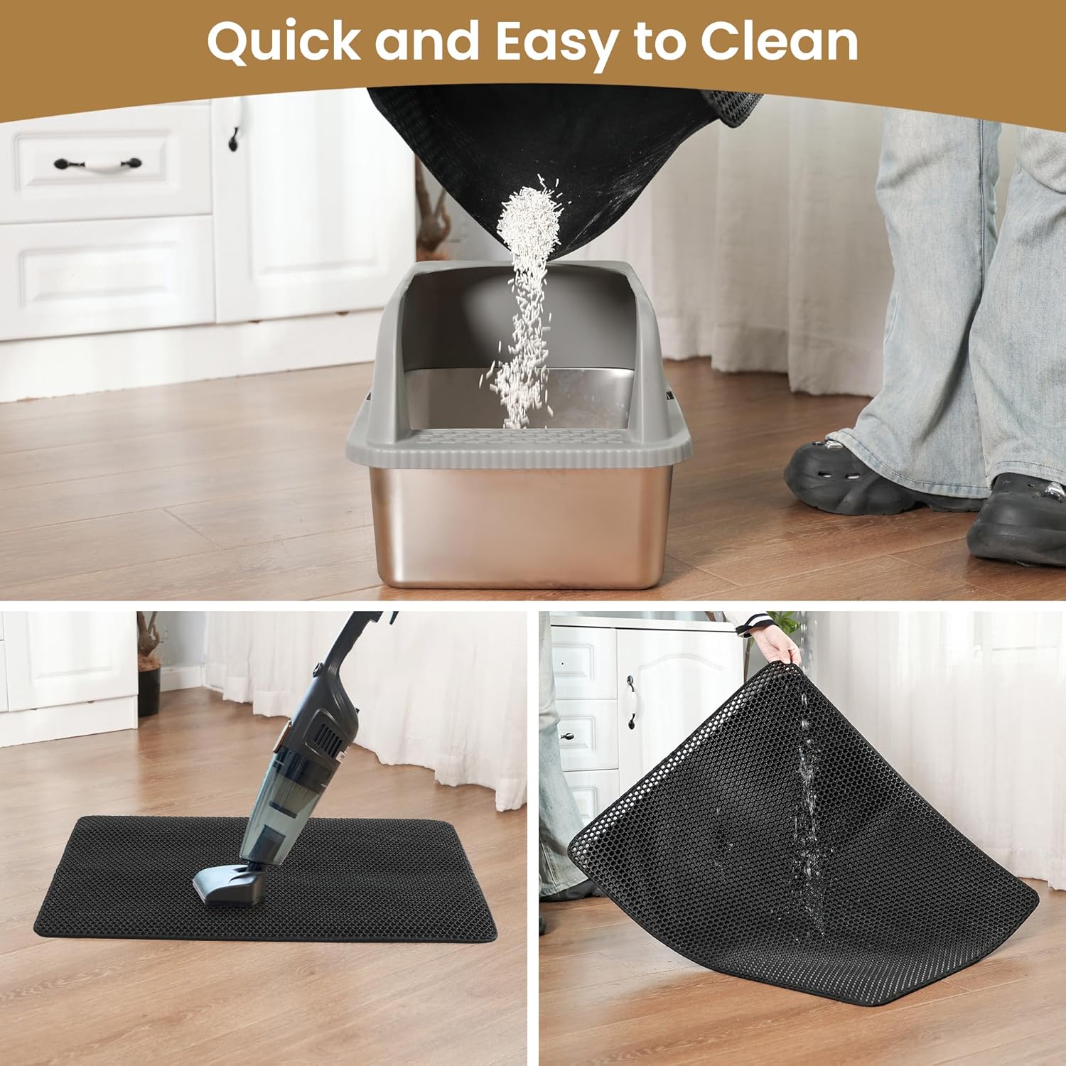 Cat Litter Mat Trapper – 60x45cm Double-Layer Honeycomb Design, Waterproof & Urine-Proof, Traps Litter to Keep Floors Clean