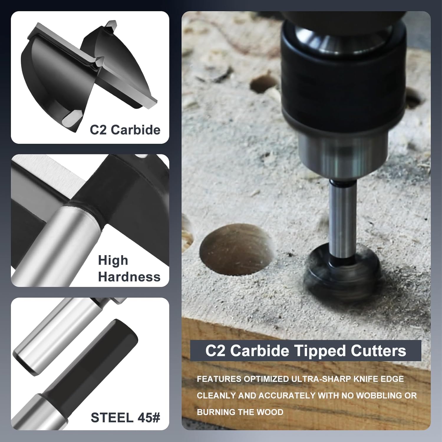 1-31/32" | 50mm Forstner Drill Bit,Tungsten Carbide Tipped - for Hard Wood,Soft Wood Woodworking Hinge Cutter Tool Kits for Veneered Plywood Plastic