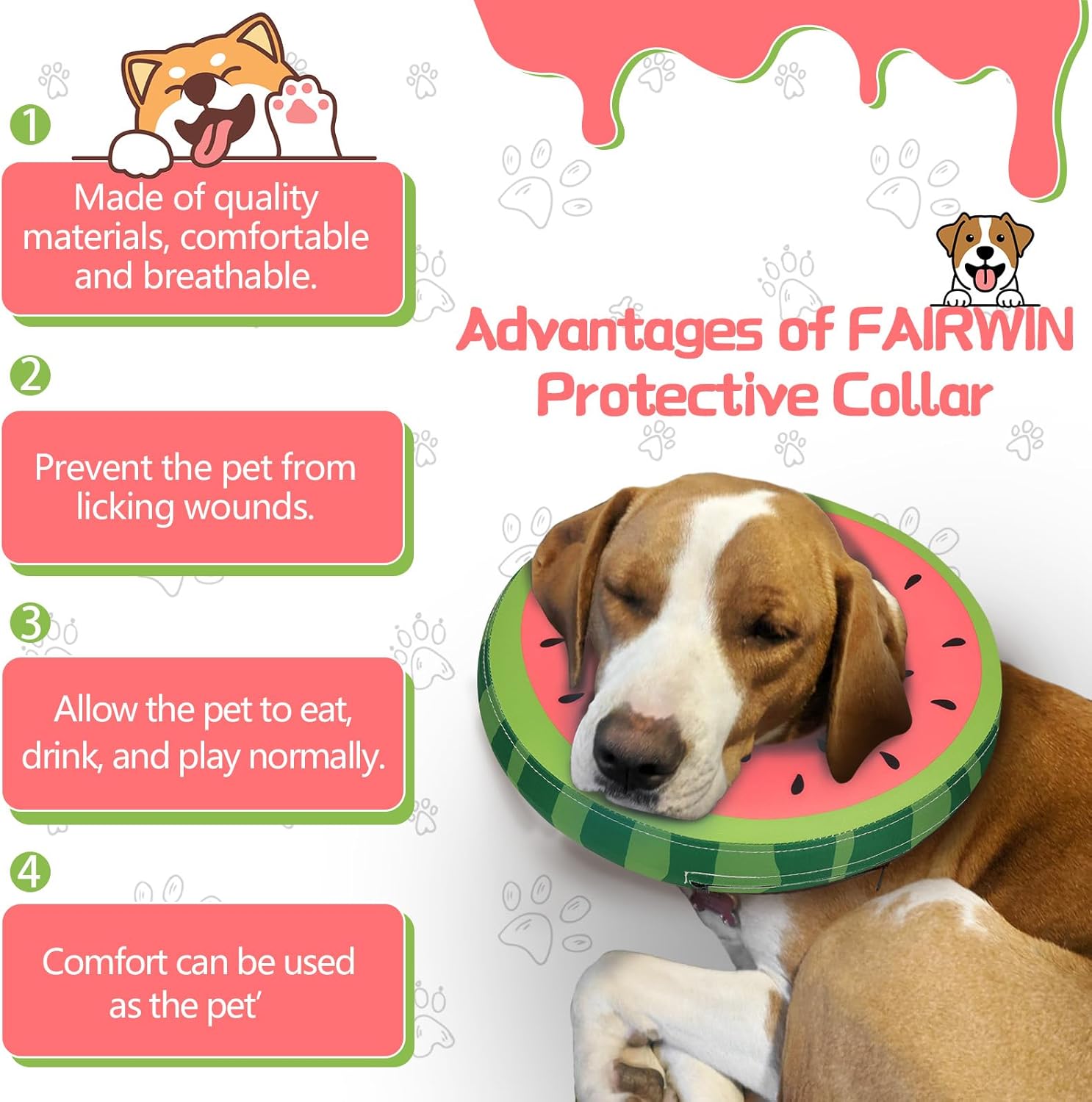 Inflatable Dog Collar Recovery Cone for Medium Waterproof Elizabethan Pillow Blow Up Pet Cone Collar Surgery Donut Convalescence Stop Licking Pulling Post Operative Anti Itch