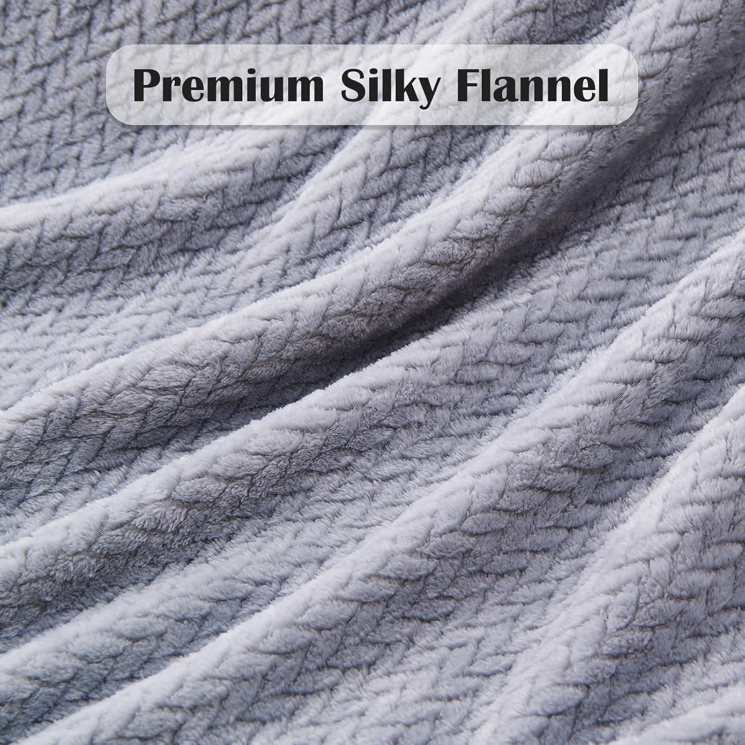 Super Soft Throw Size Blanket Grey Premium Silky Flannel Fleece Leaves Pattern Lightweight Bed Blanket All Season Use Grey, Throw 50"x60"