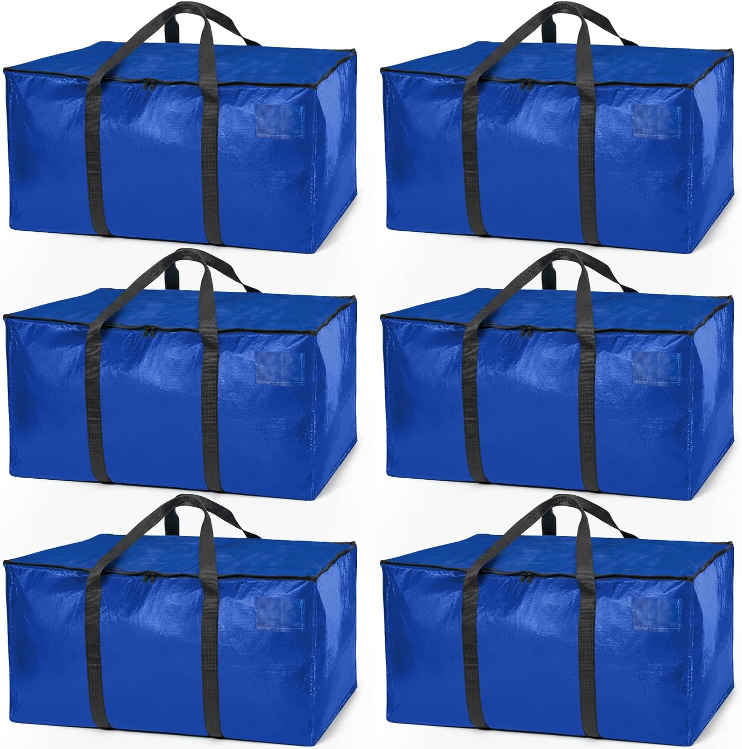 Heavy Duty Moving Bags or Storage Bag, 6 Pack – Large Moving Boxes with Backpack Straps, Zippers & Handles – Perfect for College Dorm, Traveling, Camping, Christmas Decorations