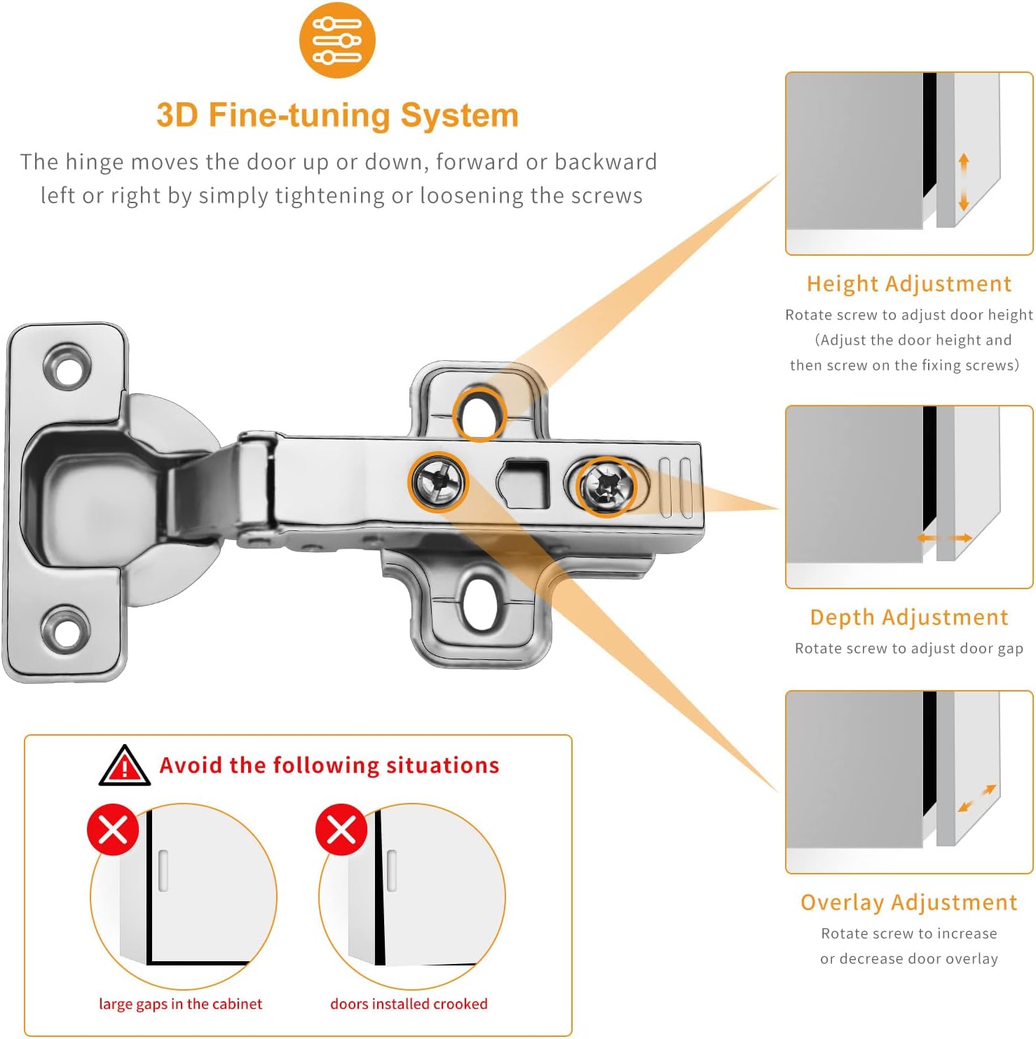 10 PCS Full Overlay Soft Close Hinges, CLIP ON Plate for Easy Installation, 105 Degree, Silent Hydraulic, Frameless European Concealed Hinges for Kitchen Cabinet Door, Wardrobes, and Bookcases
