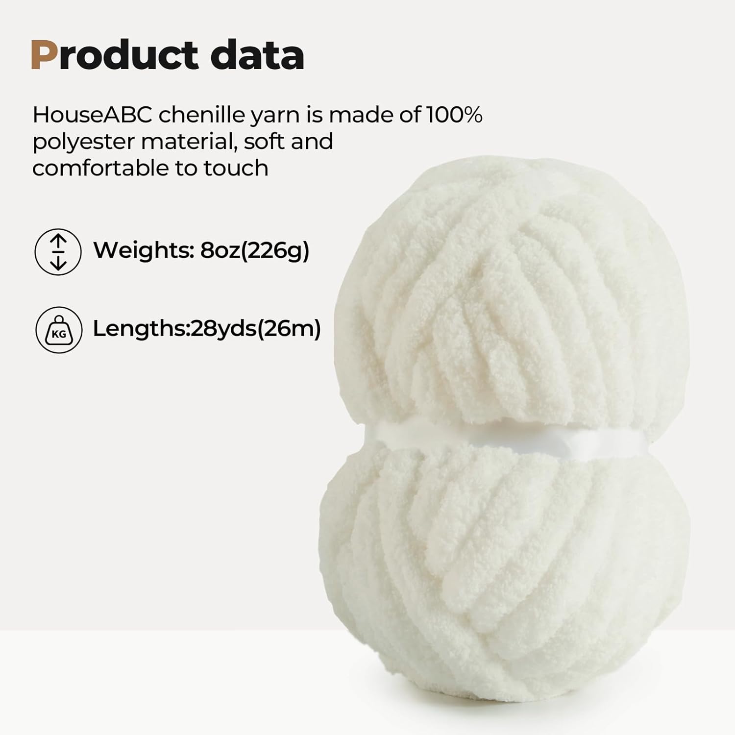 Chunky Yarn for Hand Knitting Soft Jumbo Bulky Fluffy Yarn for Crocheting Blanket Scarf DIY 8 Pack Cream, 28yds, 8 Ounces Each