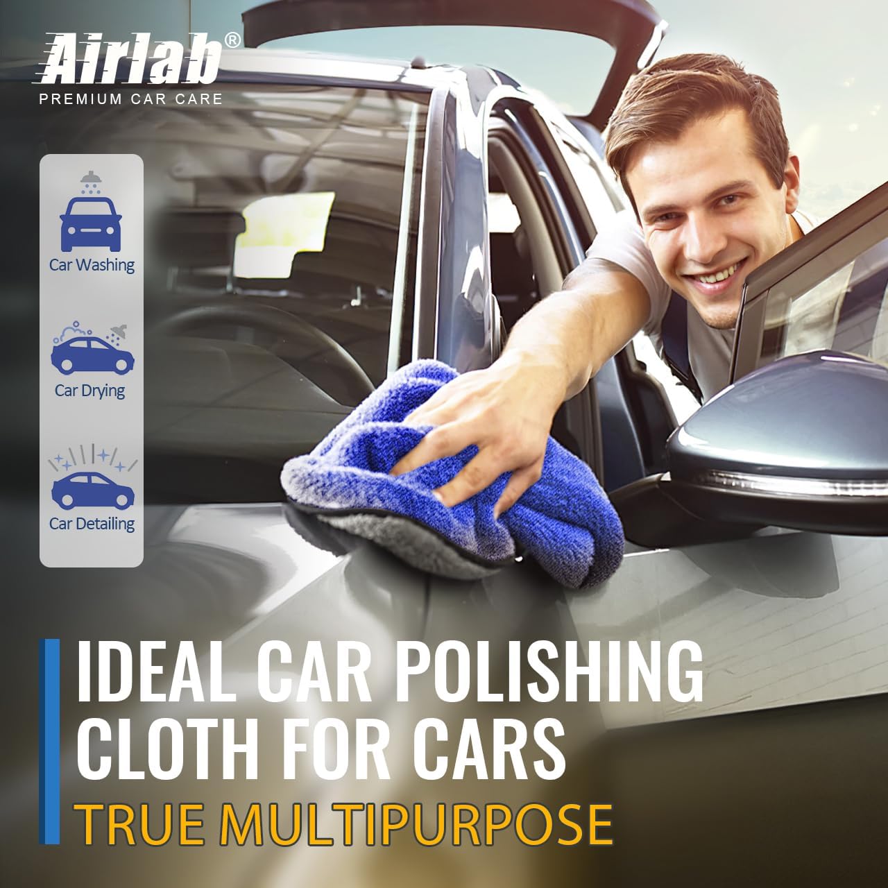 Microfiber Car Drying Towels 800GSM Thick Plush Cleaning Cloths Auto Detailing Quick Dry Wash Cloth for Interior & Exterior Lint Free, Streak Free, 40 x 40 cm, 4 Pack