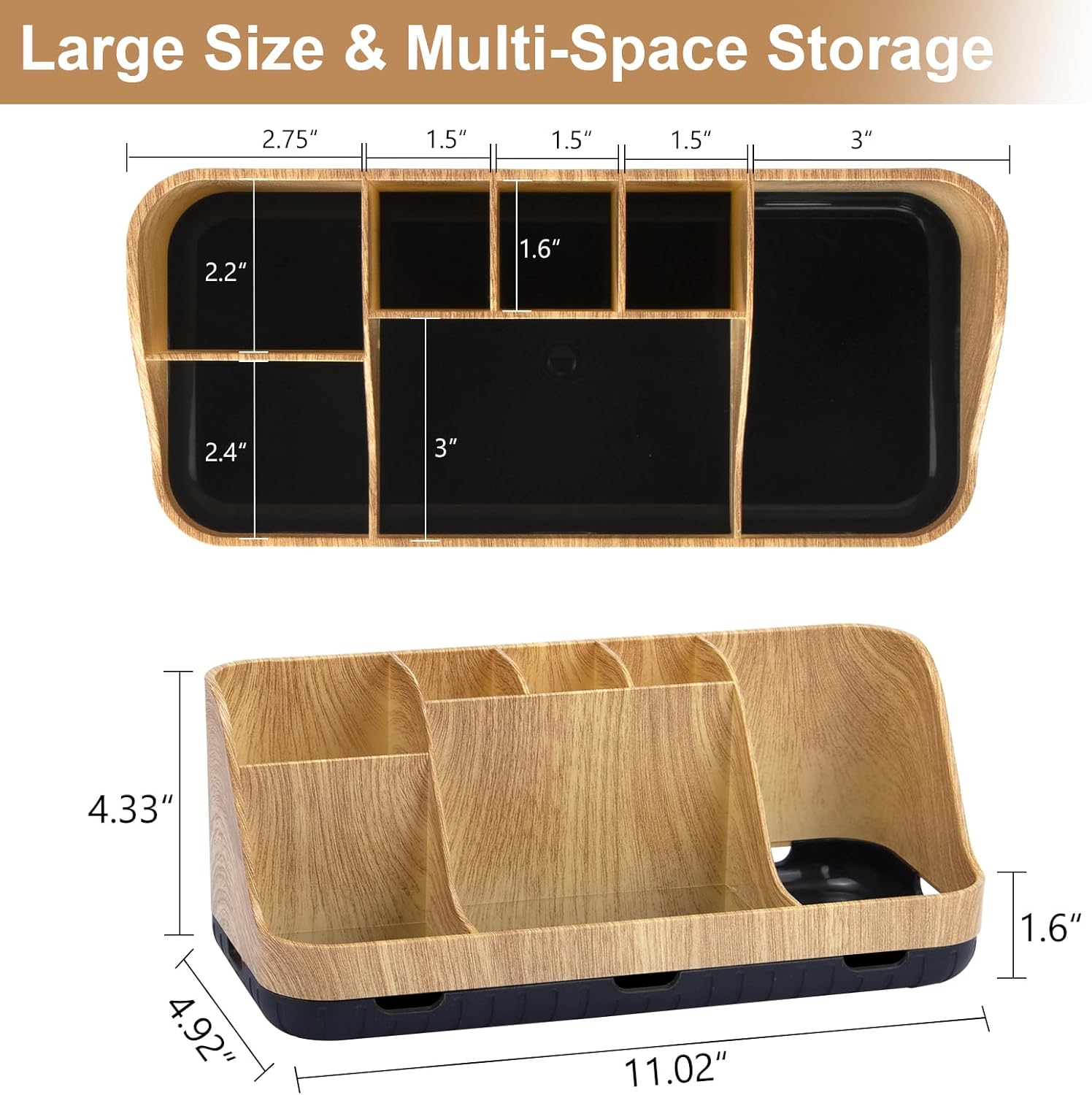 Bathroom Organizers Countertop - Detachable 7 Slots Kids Electric Toothbrush and Toothpaste Holde Drainage for Bathroom Accessories Organization Counter Vanity Sink Storage, Wood