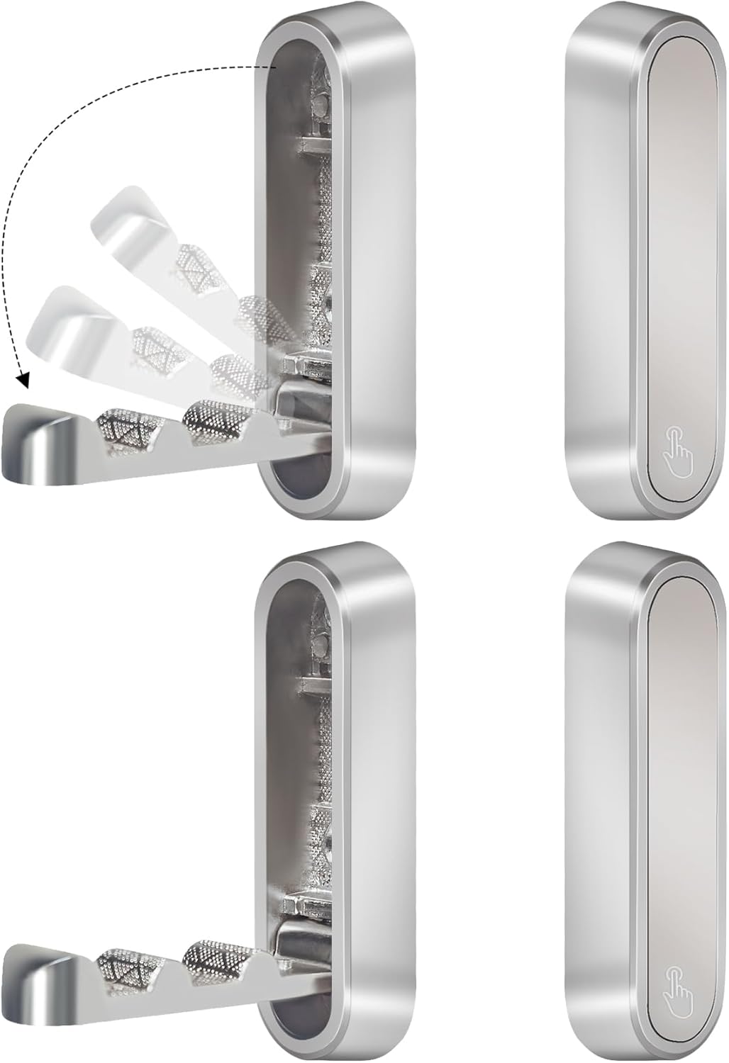 4PCS Foldable Wall Hooks, Heavy Duty Zinc Alloy Folding Wall Hooks, Folding Coat Hooks Wall Mount Bathroom Foldable Towel Hooks for Hanging Clothes, Bags, Hats, Bathrobes, Keys and Kitchen Silver