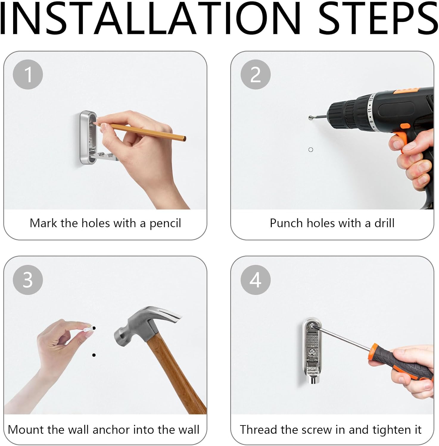 4PCS Foldable Wall Hooks, Heavy Duty Zinc Alloy Folding Wall Hooks, Folding Coat Hooks Wall Mount Bathroom Foldable Towel Hooks for Hanging Clothes, Bags, Hats, Bathrobes, Keys and Kitchen Silver