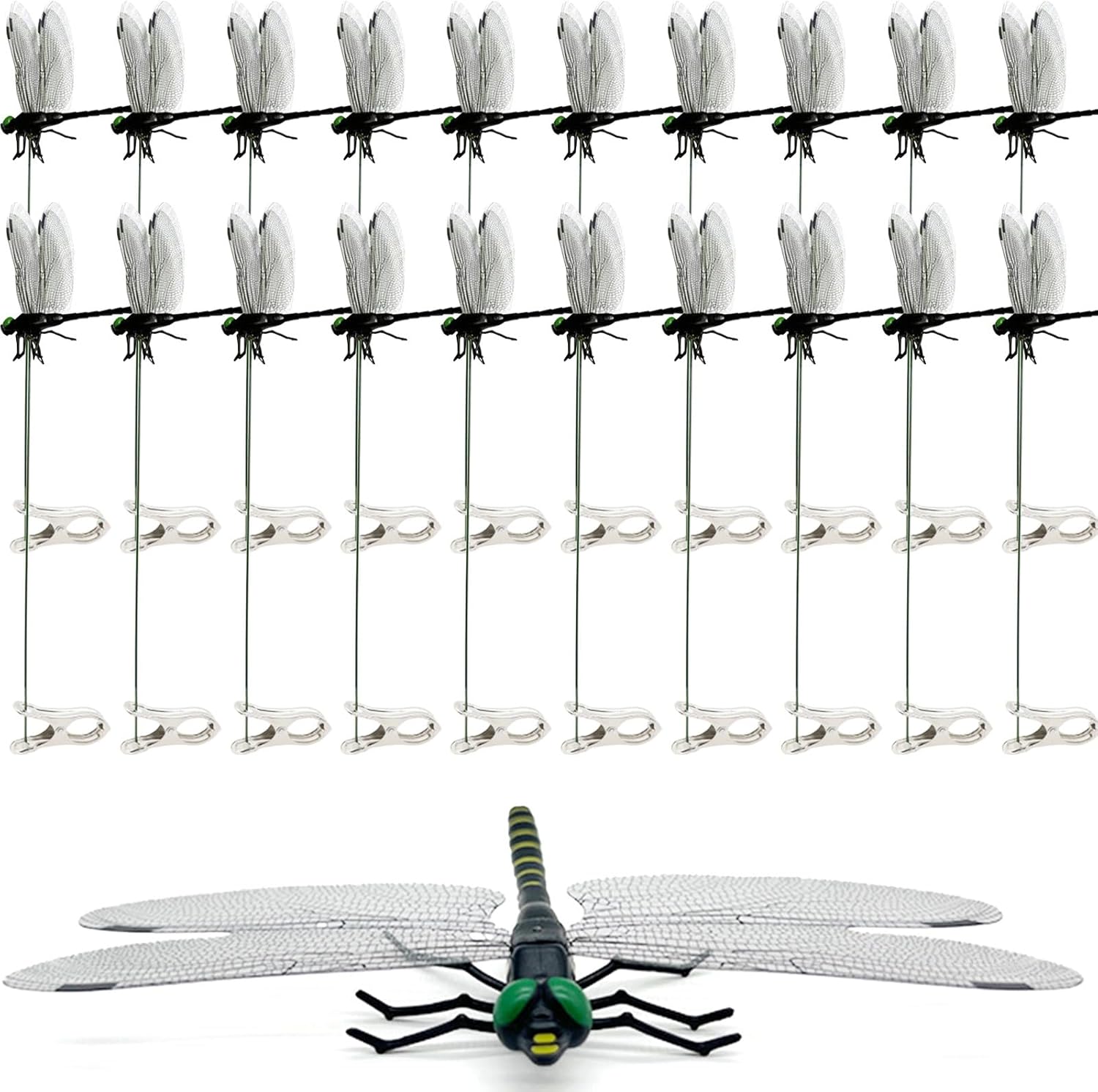 20 Pcs Dragon Fly Clips for Bugs Repellent, 3D Artificial Dragonfly Hat Clip, Dragonfly Garden Decor 20, Black*20 Pcs