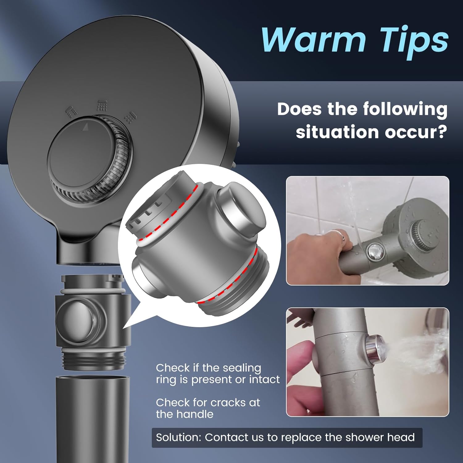 Filtered Shower Head with Handheld, High Pressure 4 Spray Mode Showerhead with Filters, Water Softener Filter Beads for Hard Water with ON/OFF Switch for Pets - Remove Chlorine Gray