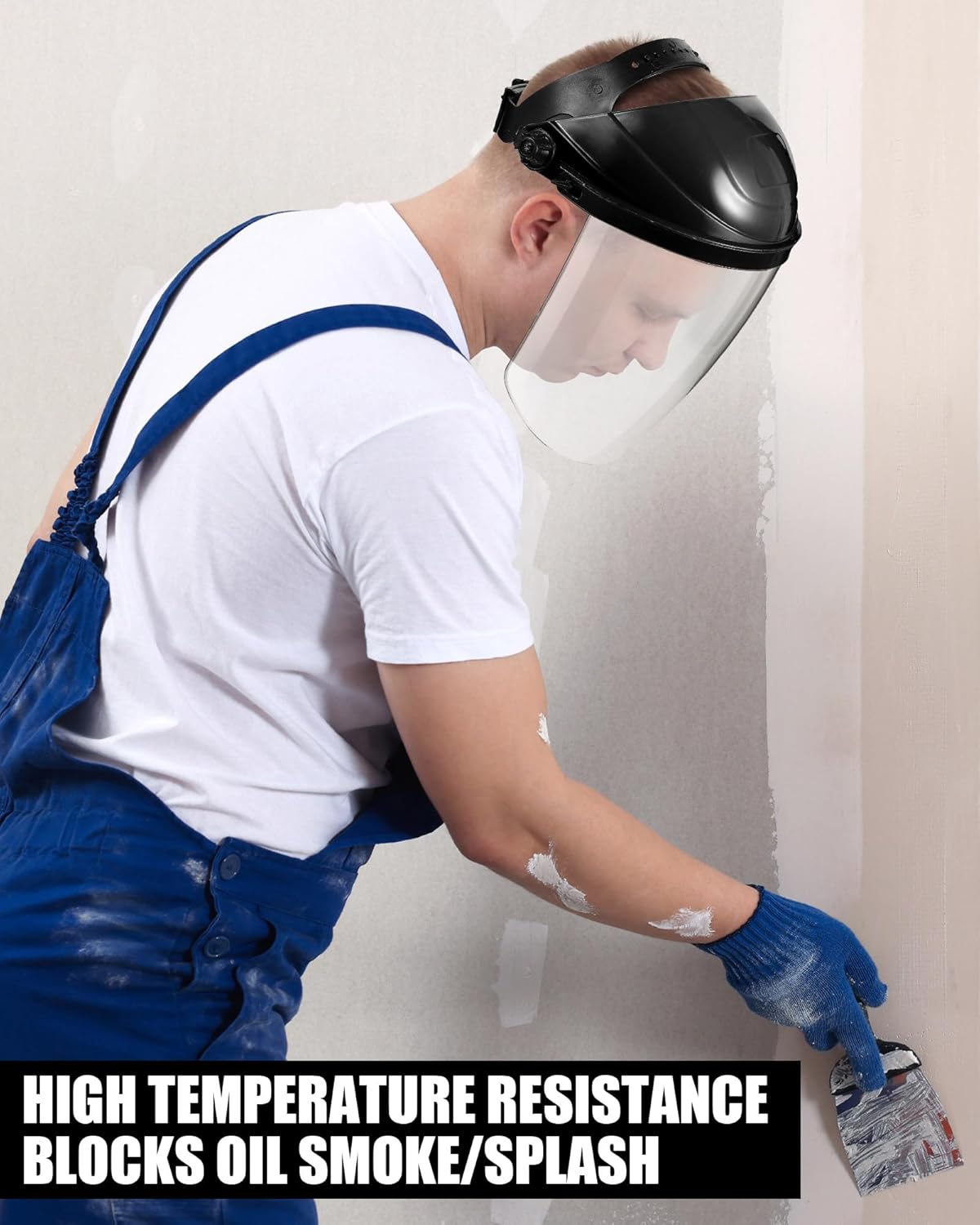 4 Pcs Clear Safety Face Shield for Grinding & Cutting, Lightweight Full Impact Resistant with Adjustable Ratcheting Headgear Face Shield Mask for Work Chemical Woodworking Industrial, Black