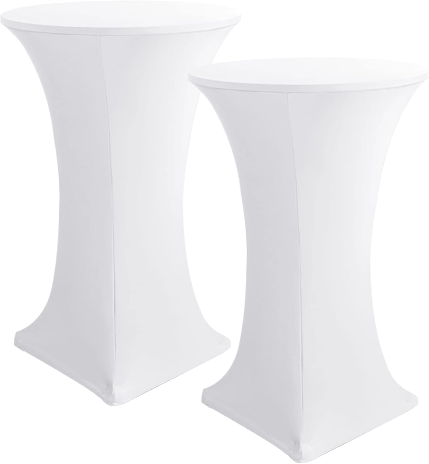 Cocktail Table Covers, 2 Pack - Fitted Stretch Spandex High Top Cocktail Tablecloths with Elastic Corners White, Fit for 30"-32" Diameter x 43" Height Tables