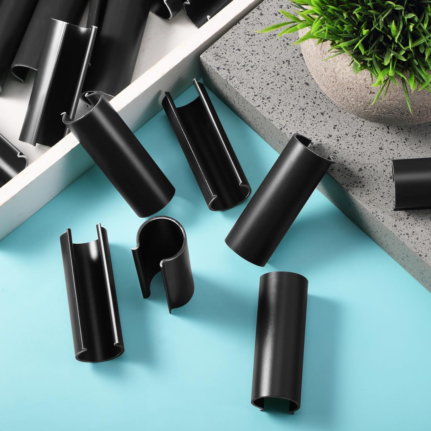 32 Pcs PVC Pipe Clips Pool Cover Clamps for Above Ground Pool Greenhouses, Row Covers, Garden, Shelters, Bird Protection, 2.4 Inch Long for 1/2 Inch PVC Pipe,Black