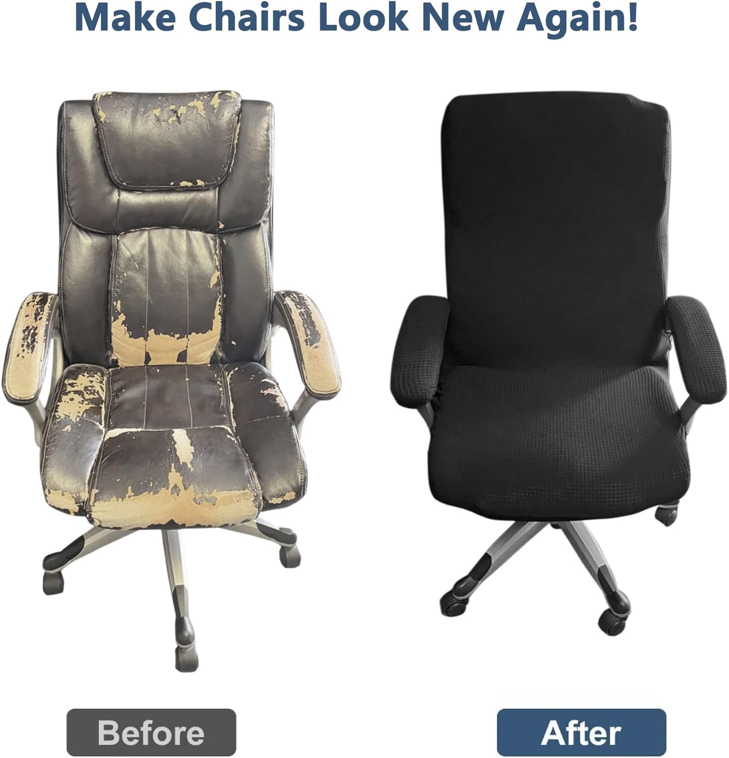 Office Chair Cover with Armrest Covers， Universal Stretch Desk Chair Cover, Computer Chair Slipcovers Size: L - Black