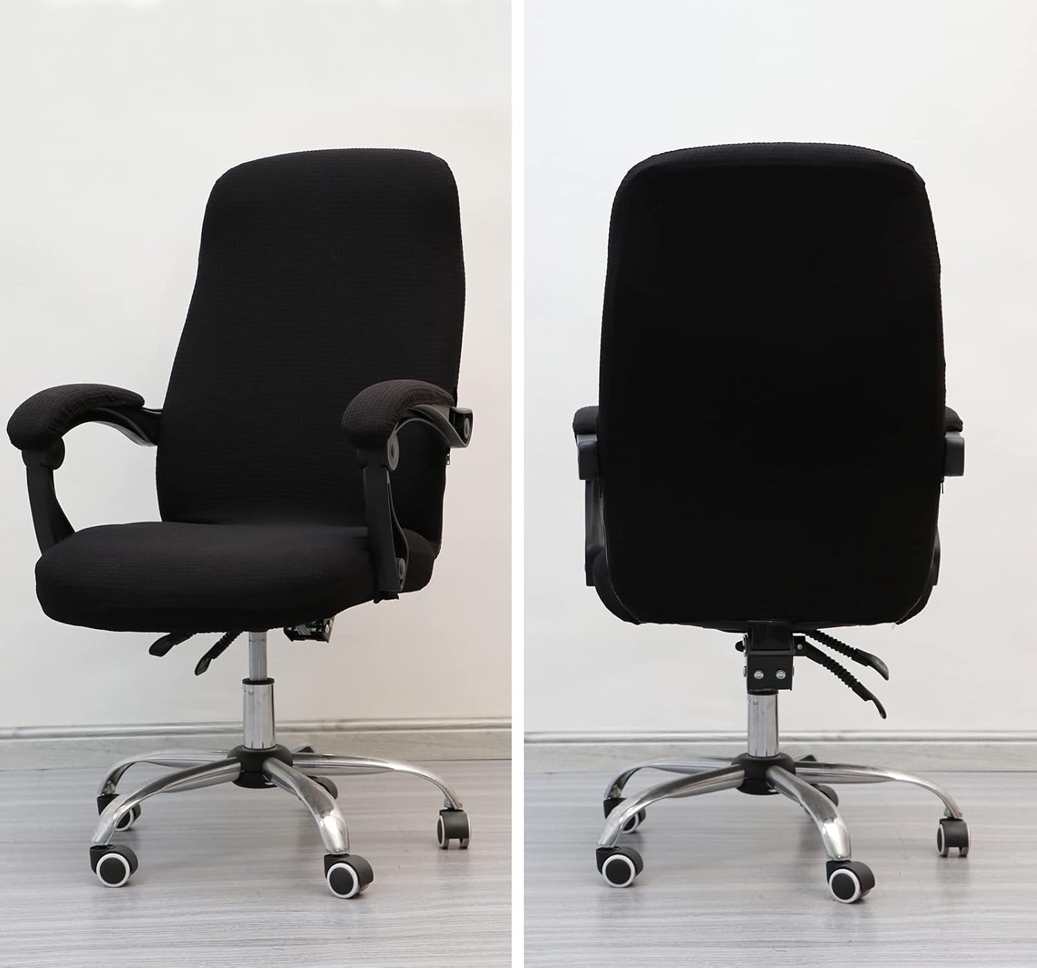 Office Chair Cover with Armrest Covers， Universal Stretch Desk Chair Cover, Computer Chair Slipcovers Size: L - Black