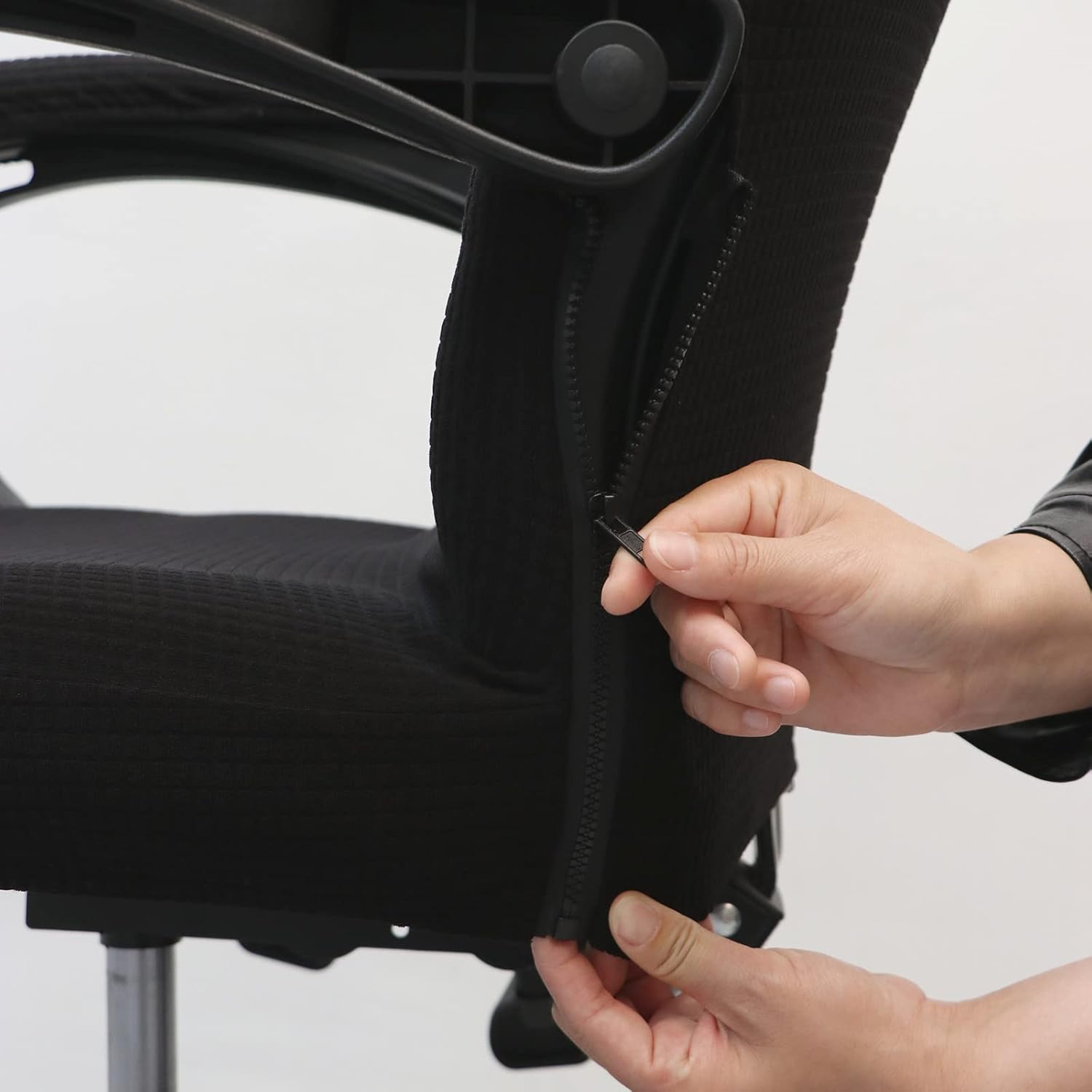 Office Chair Cover with Armrest Covers， Universal Stretch Desk Chair Cover, Computer Chair Slipcovers Size: L - Black