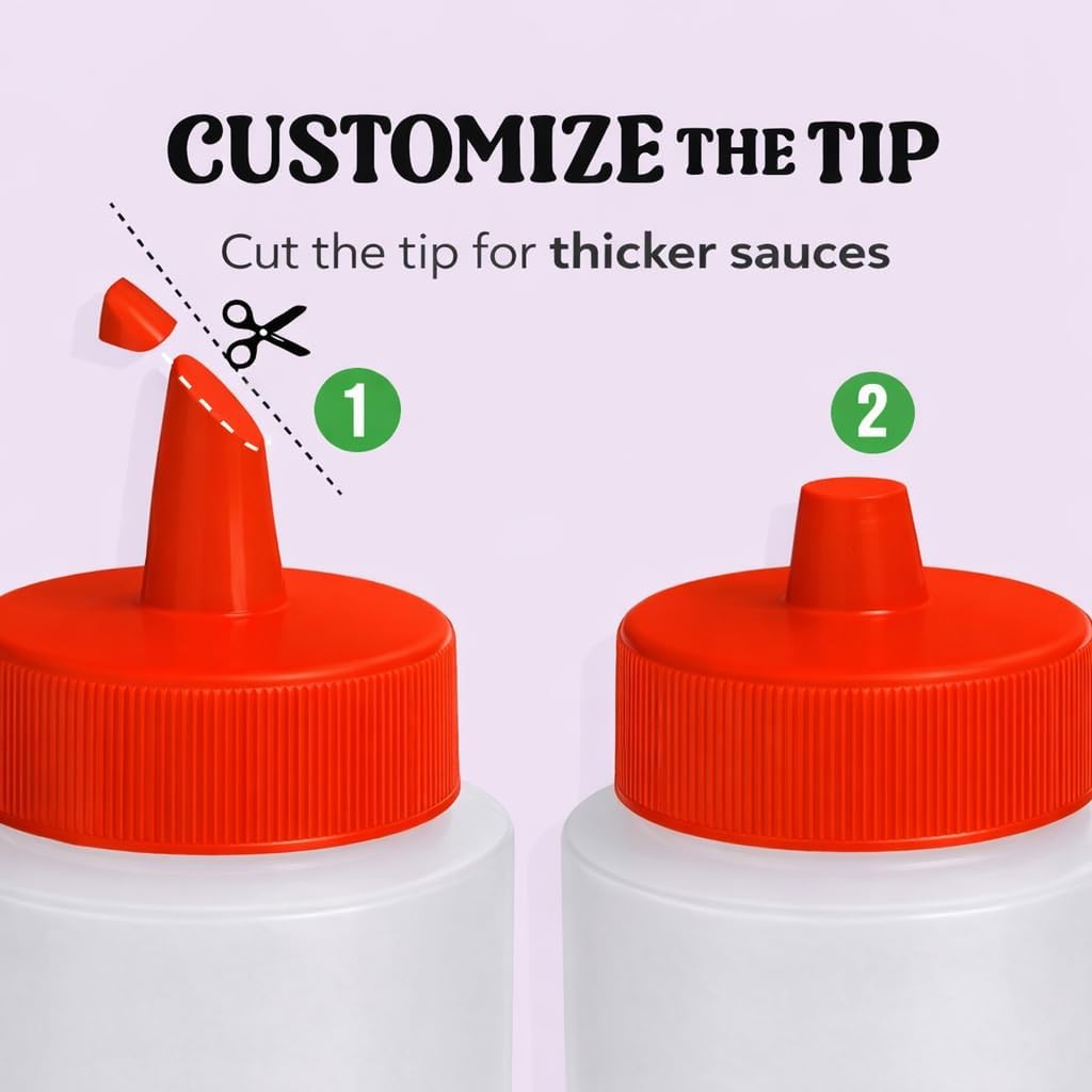 24 oz Large Condiment Squeeze Bottles for Sauces - Leak Proof - 4 Pack XL
