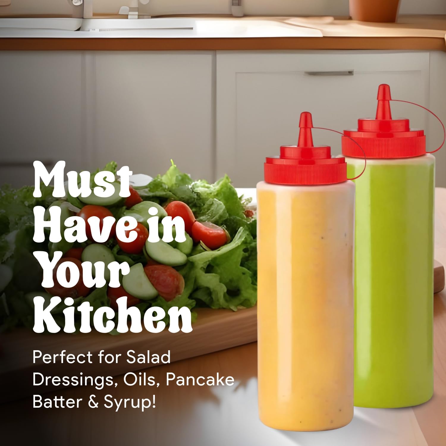 24 oz Large Condiment Squeeze Bottles for Sauces - Leak Proof - 4 Pack XL