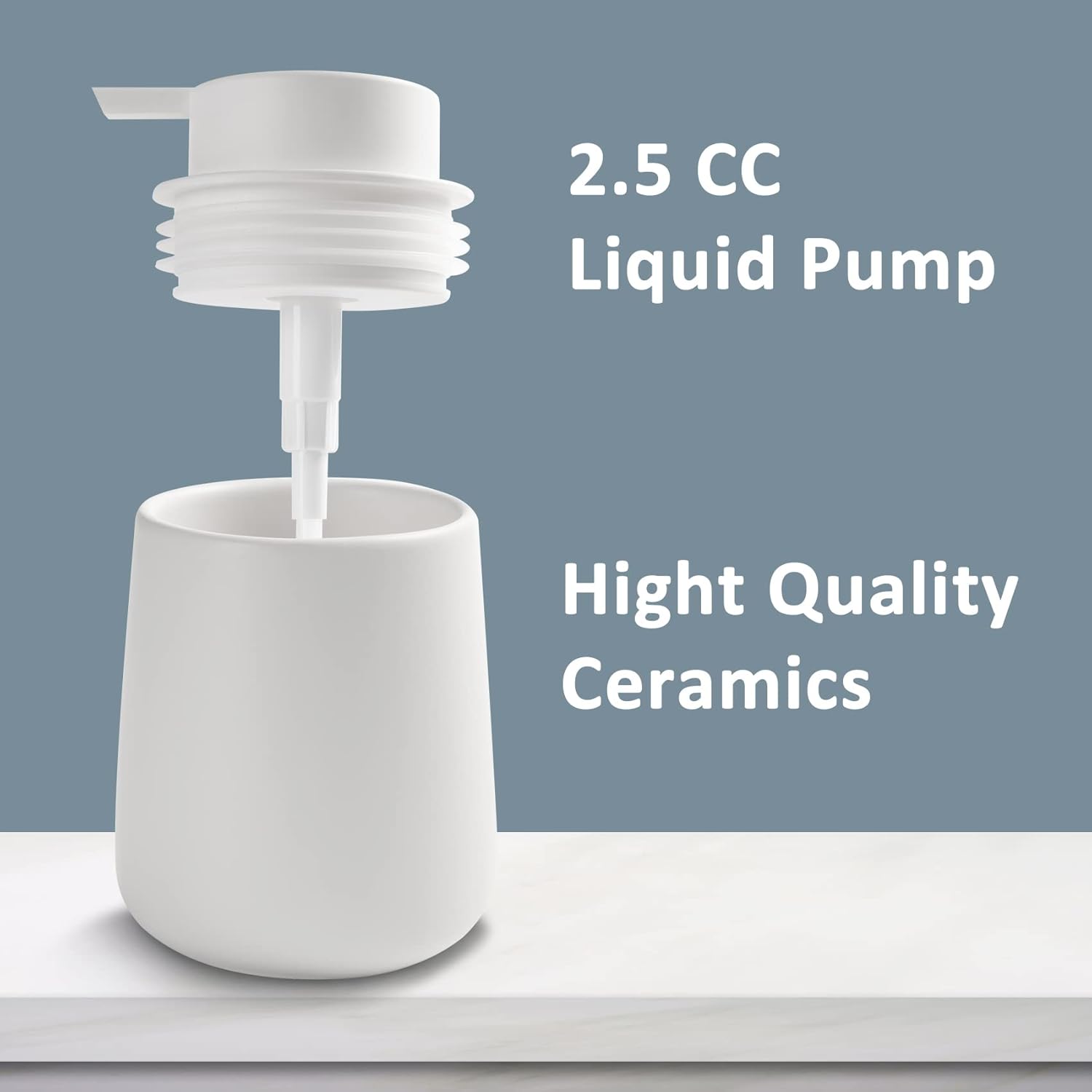 Soap Dispenser Ceramic with Easy-to-Press Pump Hand Lotion Liquid Dispenser for Shampoo Bathroom Kitchen 12 oz White