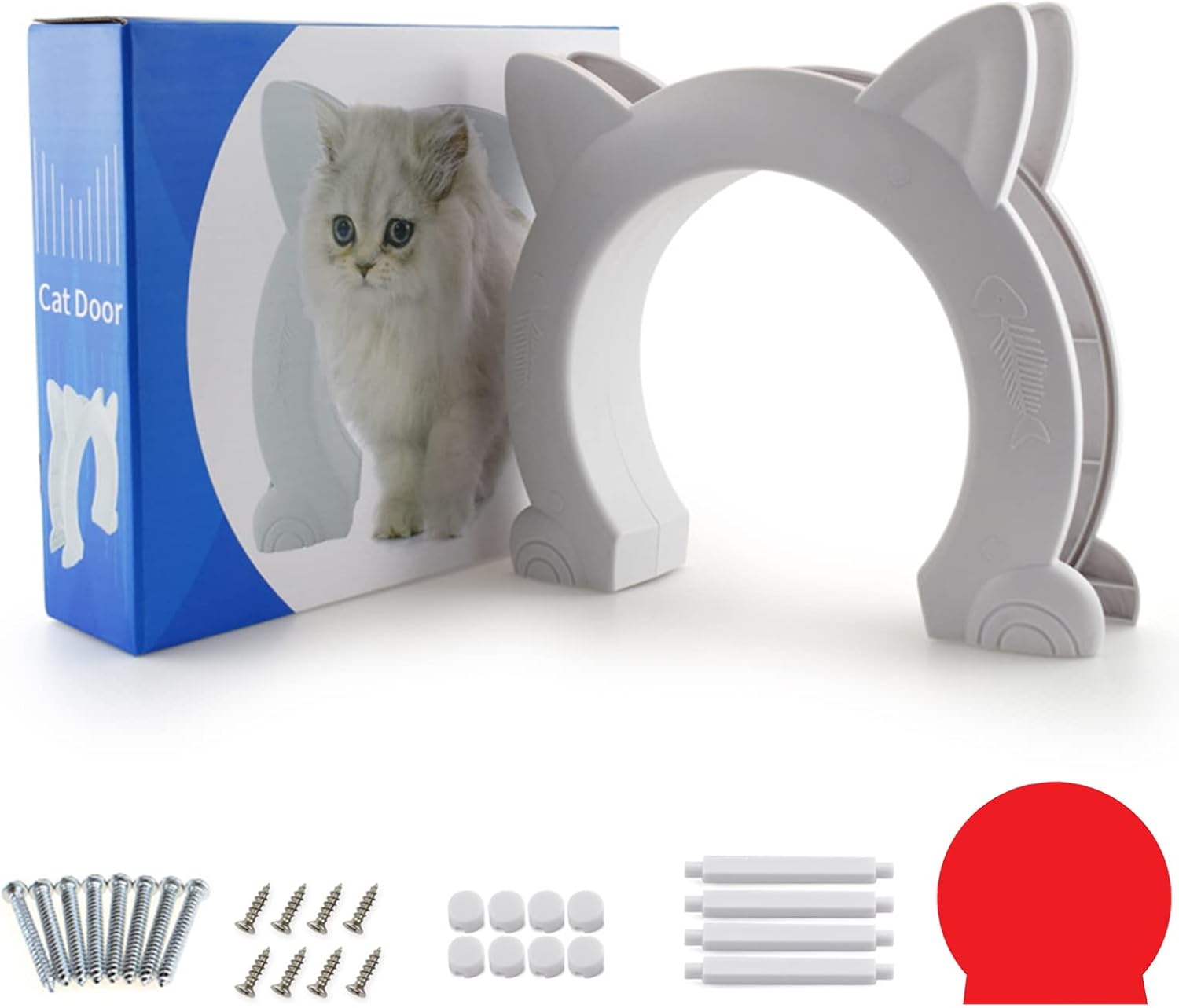 Large Cat Door Interior Door, XL Indoor Cat Door, Pet Doors for Cats, Kitties and Small Dogs White