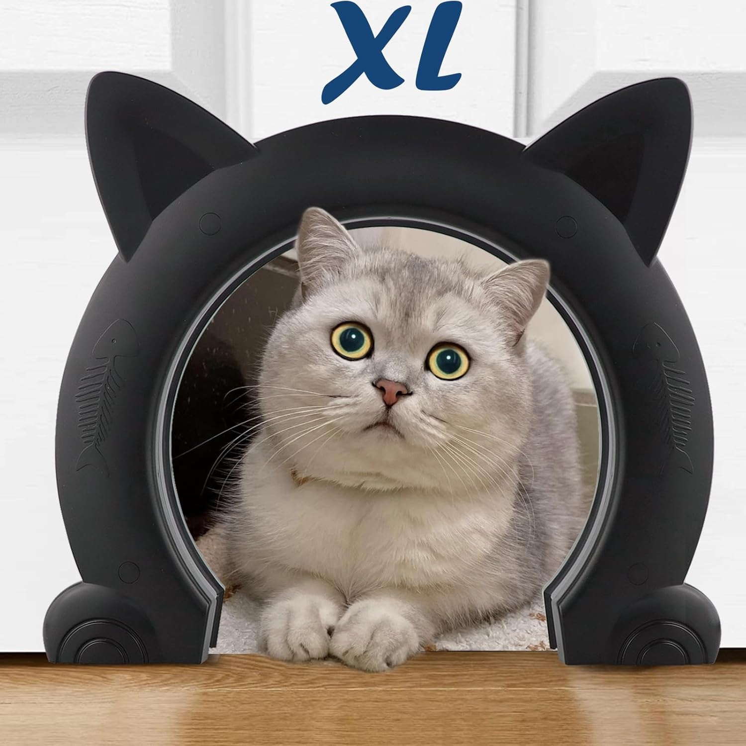 Large Cat Door Interior Door, XL Indoor Cat Door, Pet Doors for Cats, Kitties and Small Dogs Black